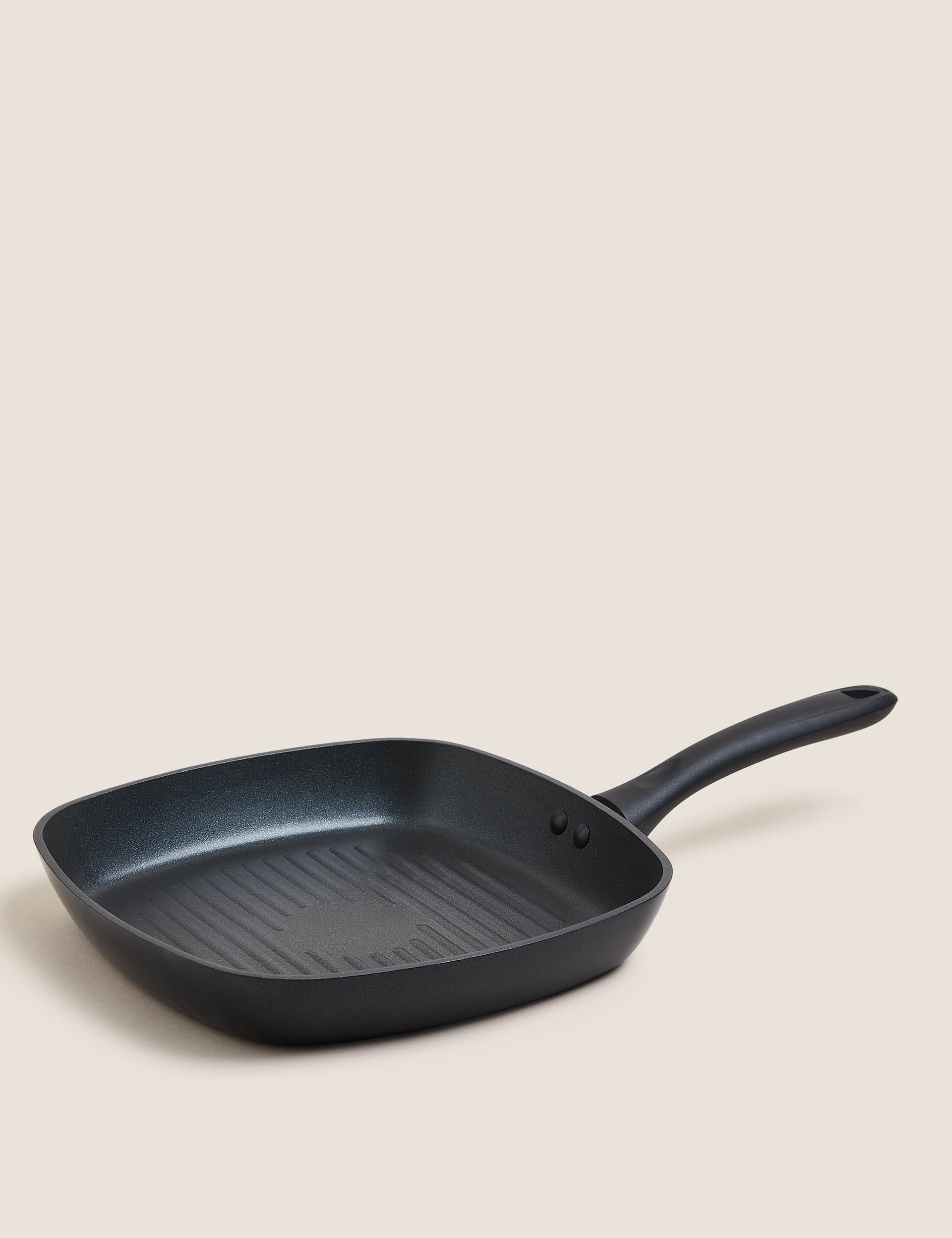 M&S Black Aluminium 26cm Non-Stick Griddle Pan  Black