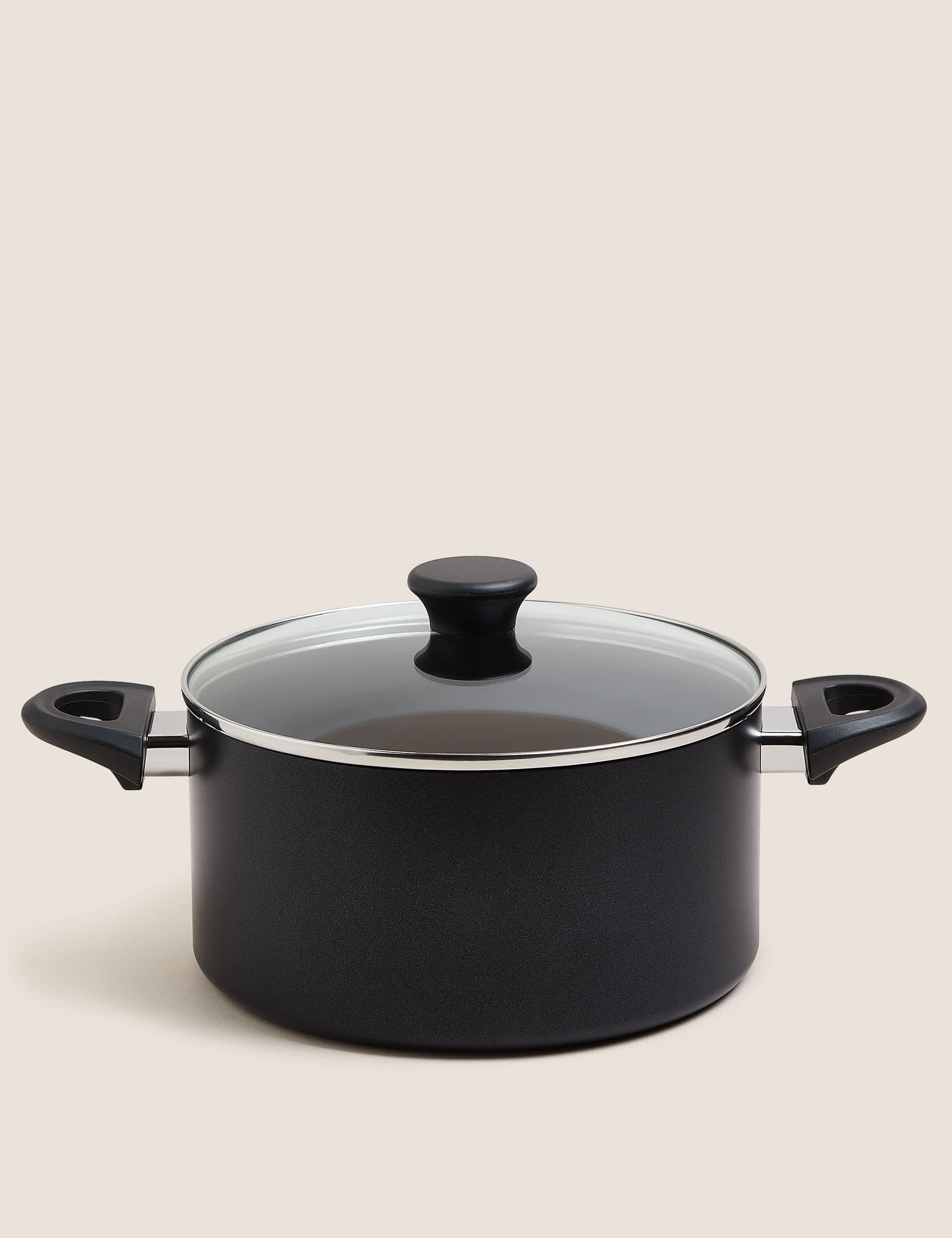 M&S Aluminium 24cm Medium Non-Stick Stock Pot - Black, Black