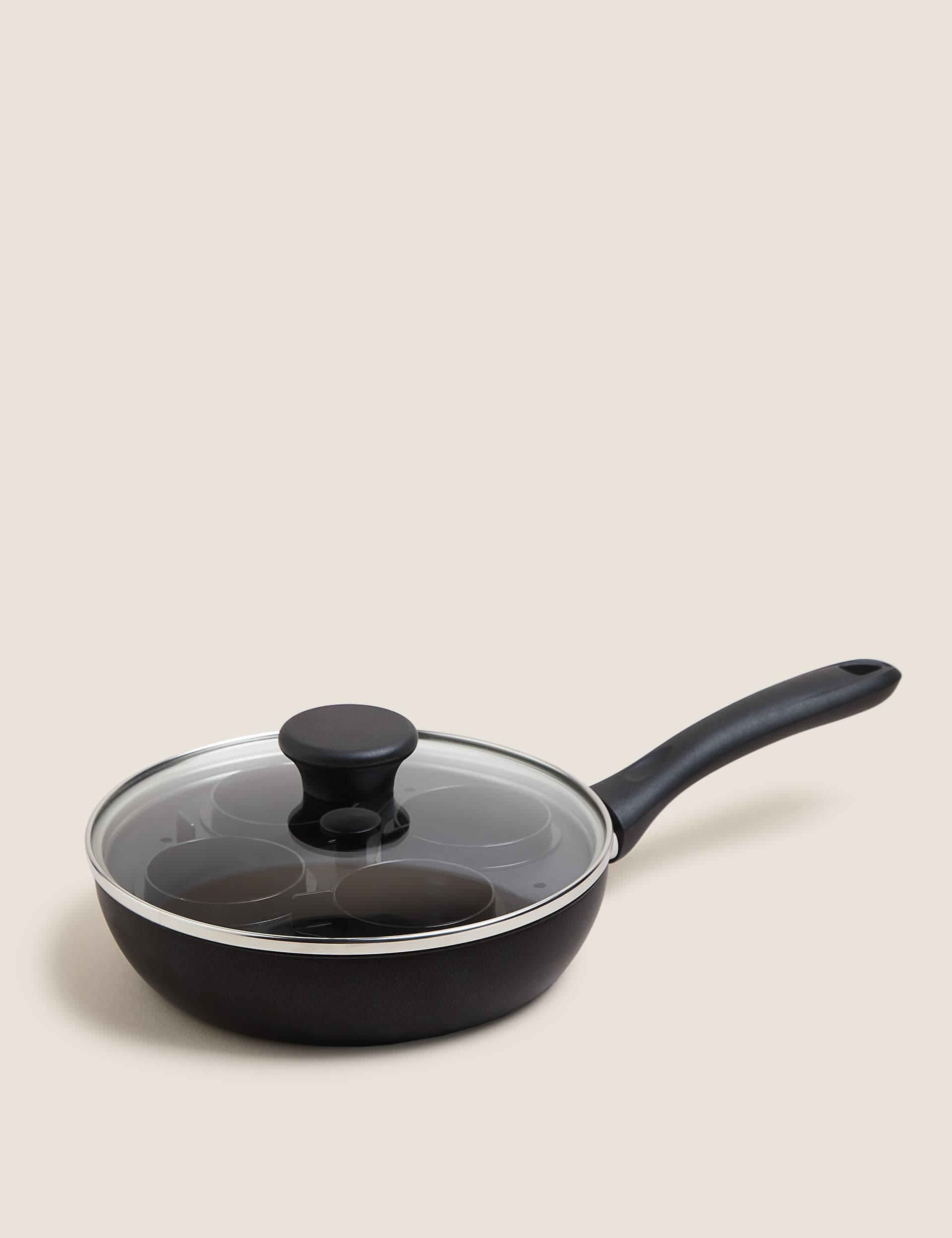 M&S Black Aluminium 20cm Egg Poacher, Black