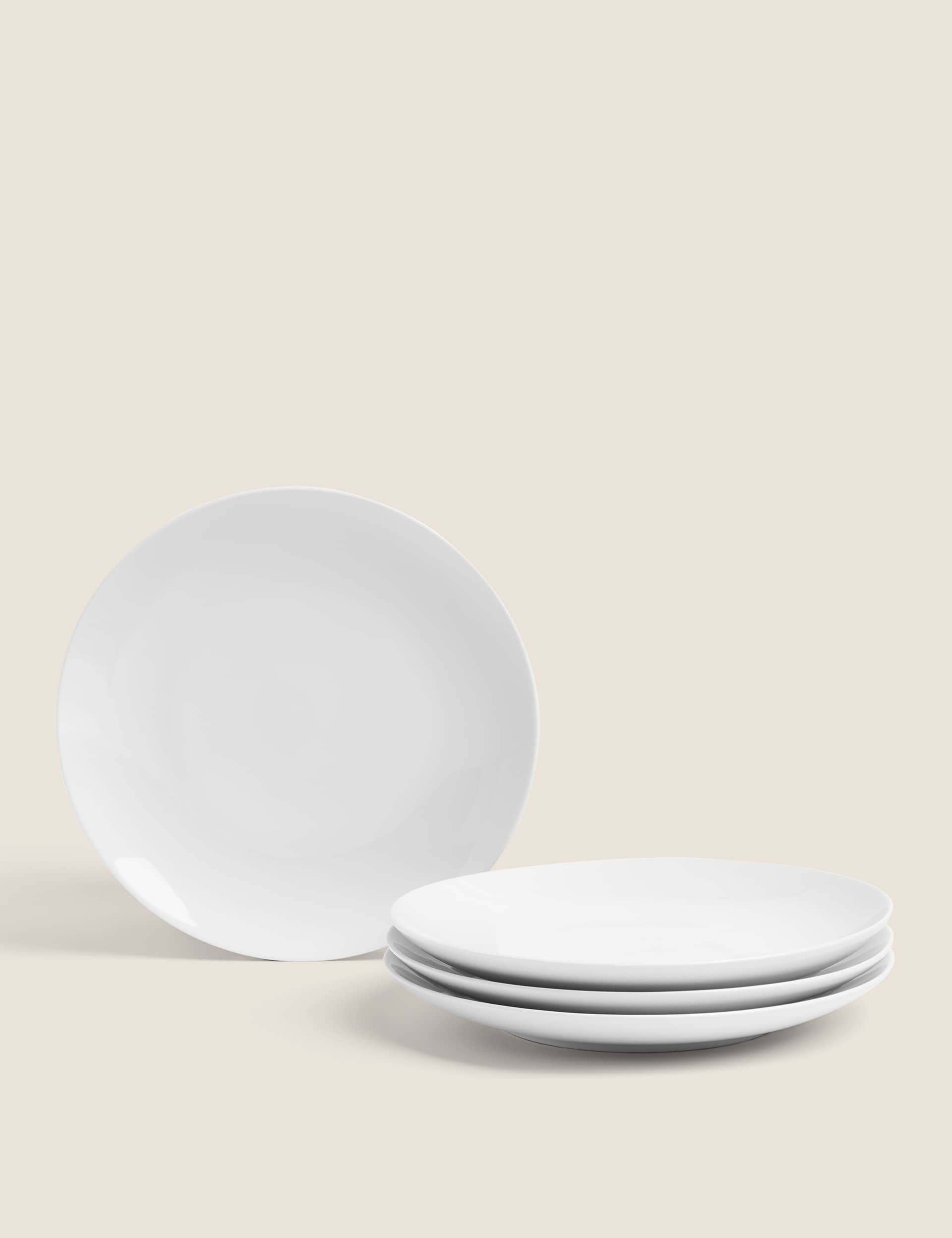 M&S Set of 4 Maxim Coupe Side Plates - White, White