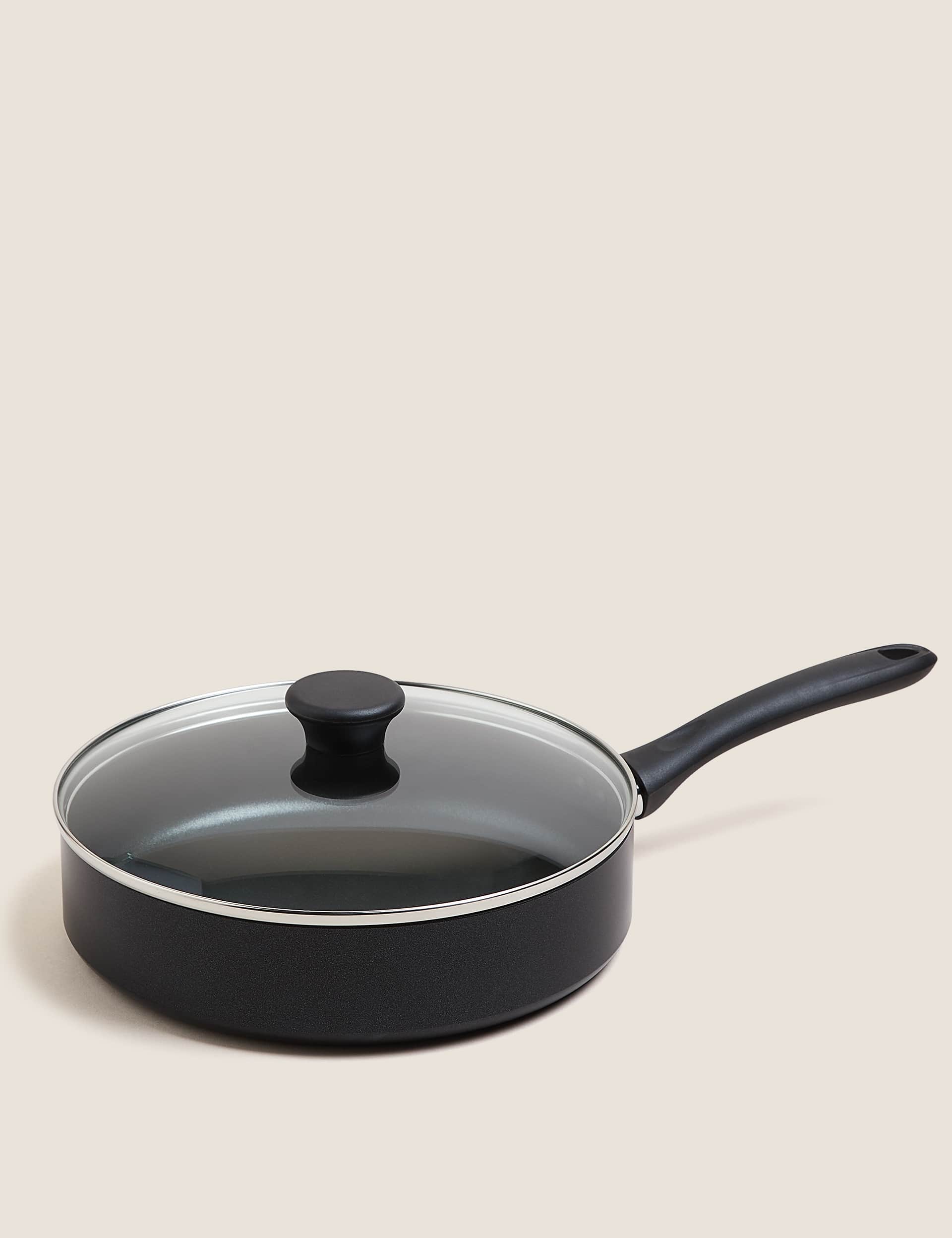 M&S Black Aluminium 26cm Large Non-Stick Saute Pan  Black