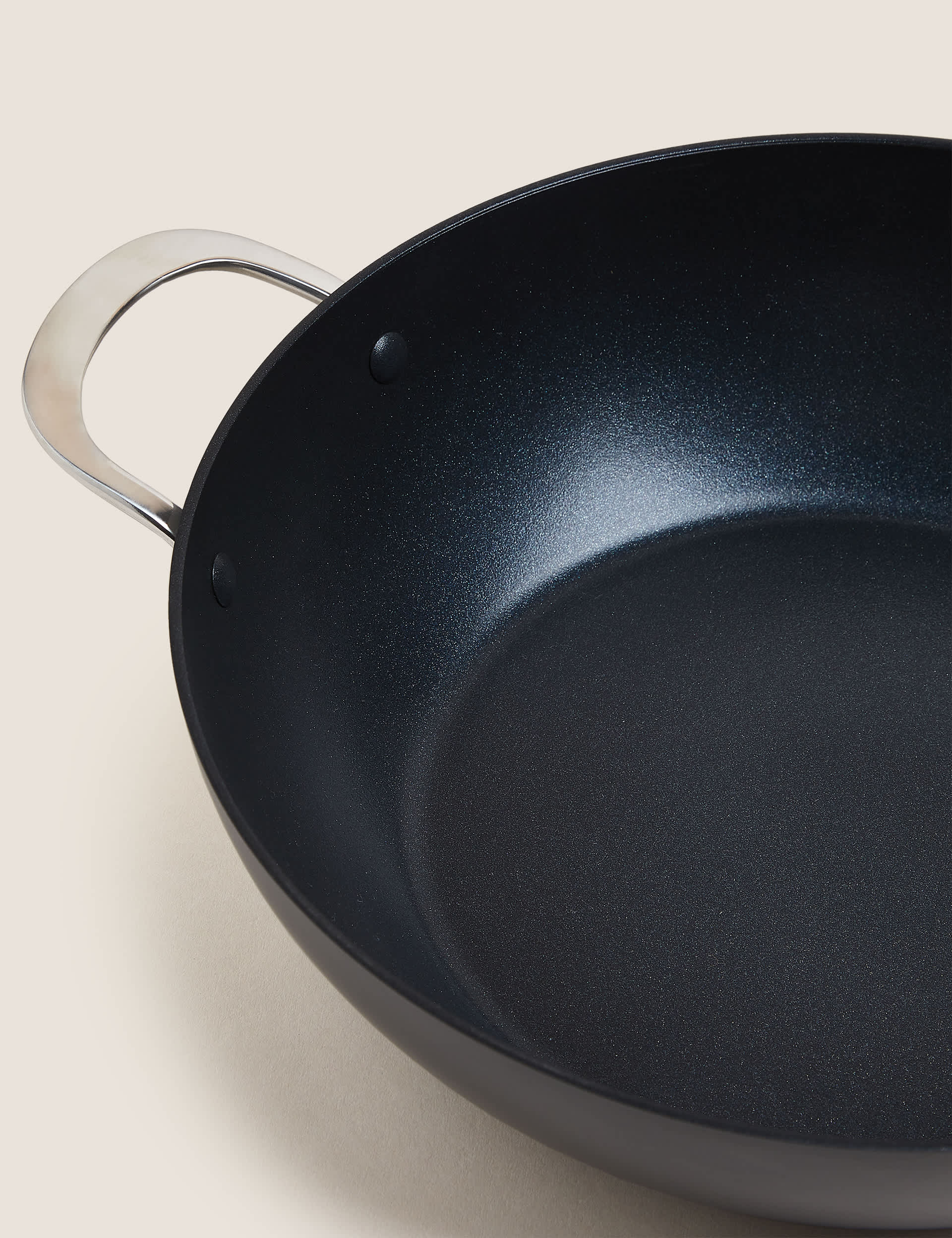 M&S Chef Hard Anodised 30cm Large Wok - Black Mix, Black Mix