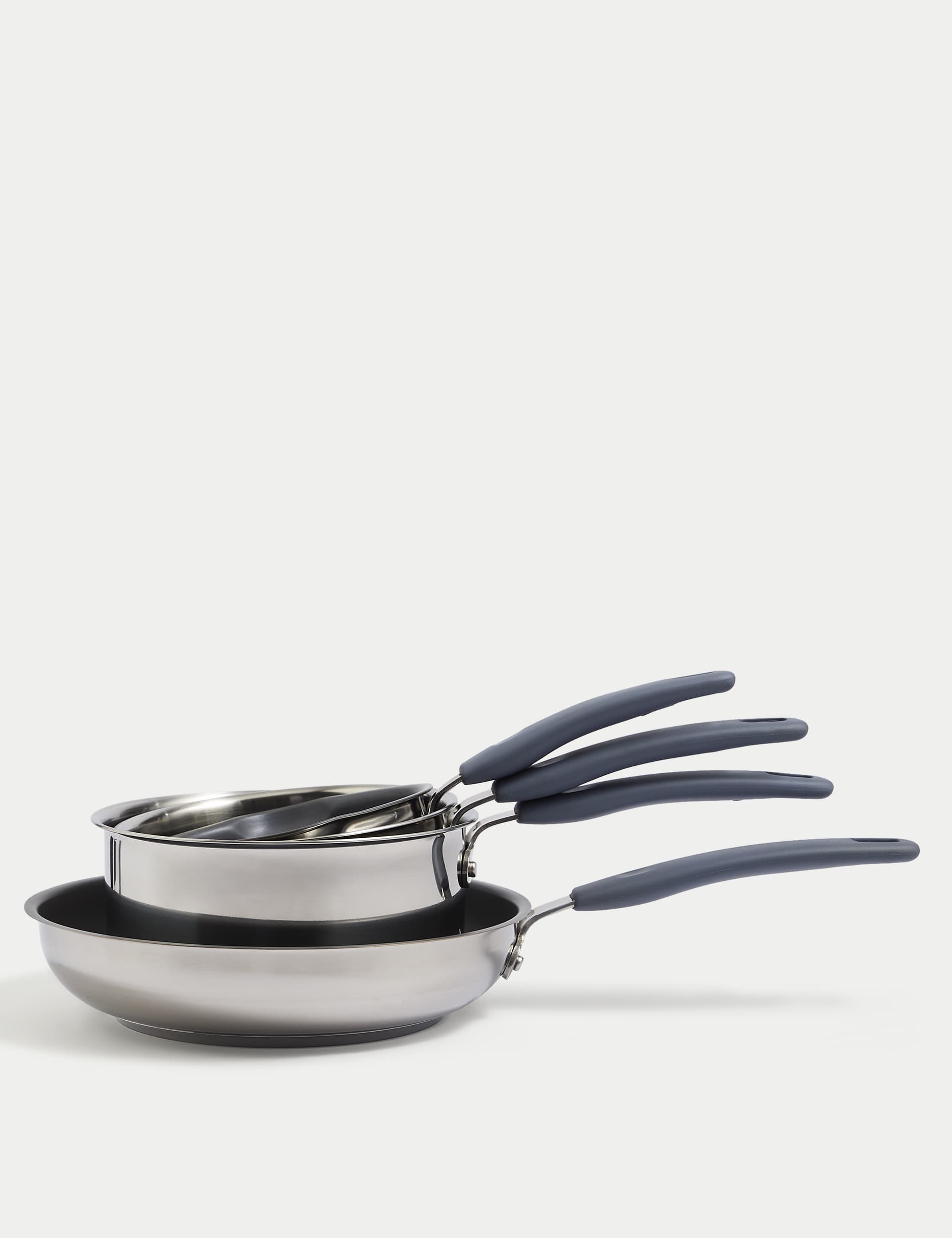 M&S Collection 4pc Stainless Steel Pan Set - Silver, Silver