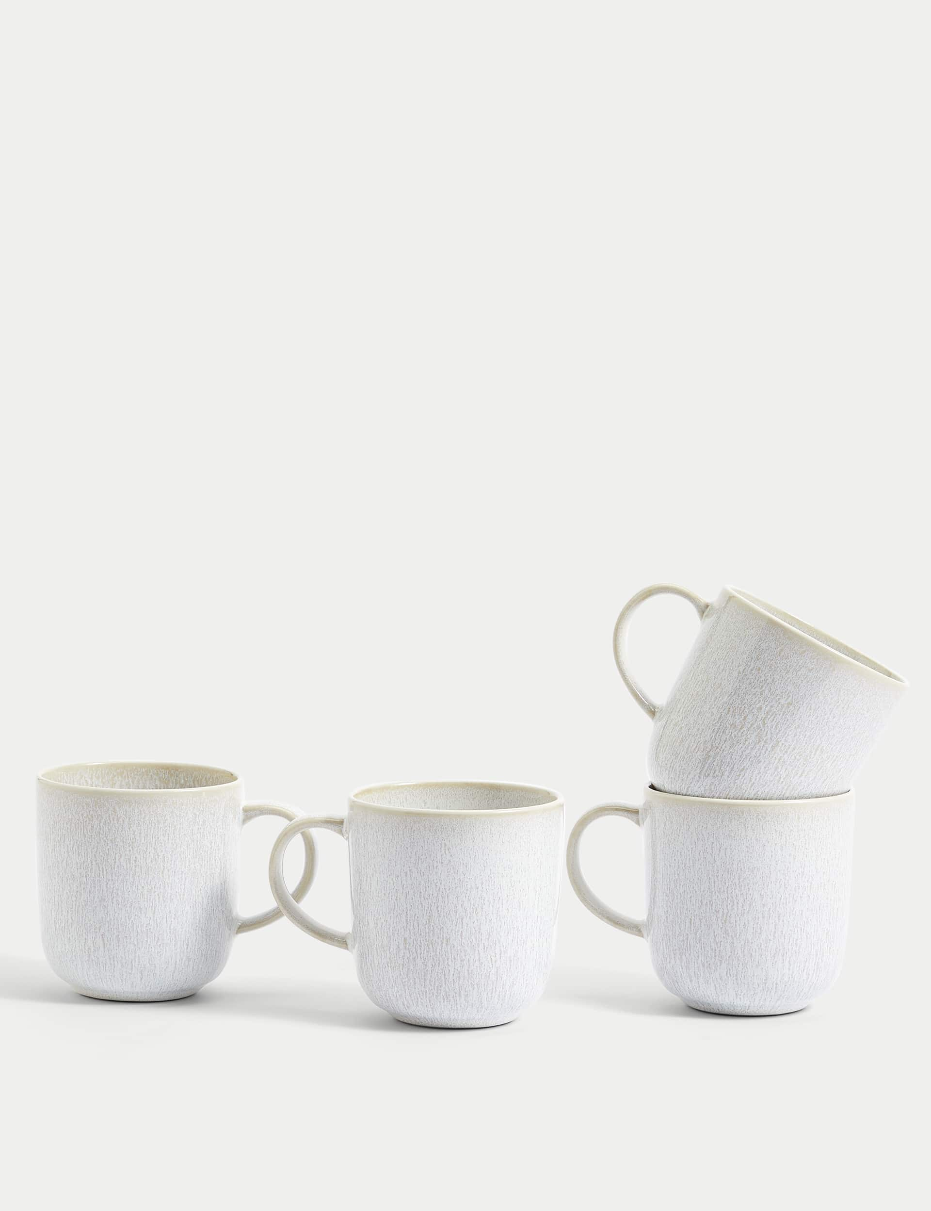 M&S Set of 4 Argo Mugs - Natural, Blue,Natural