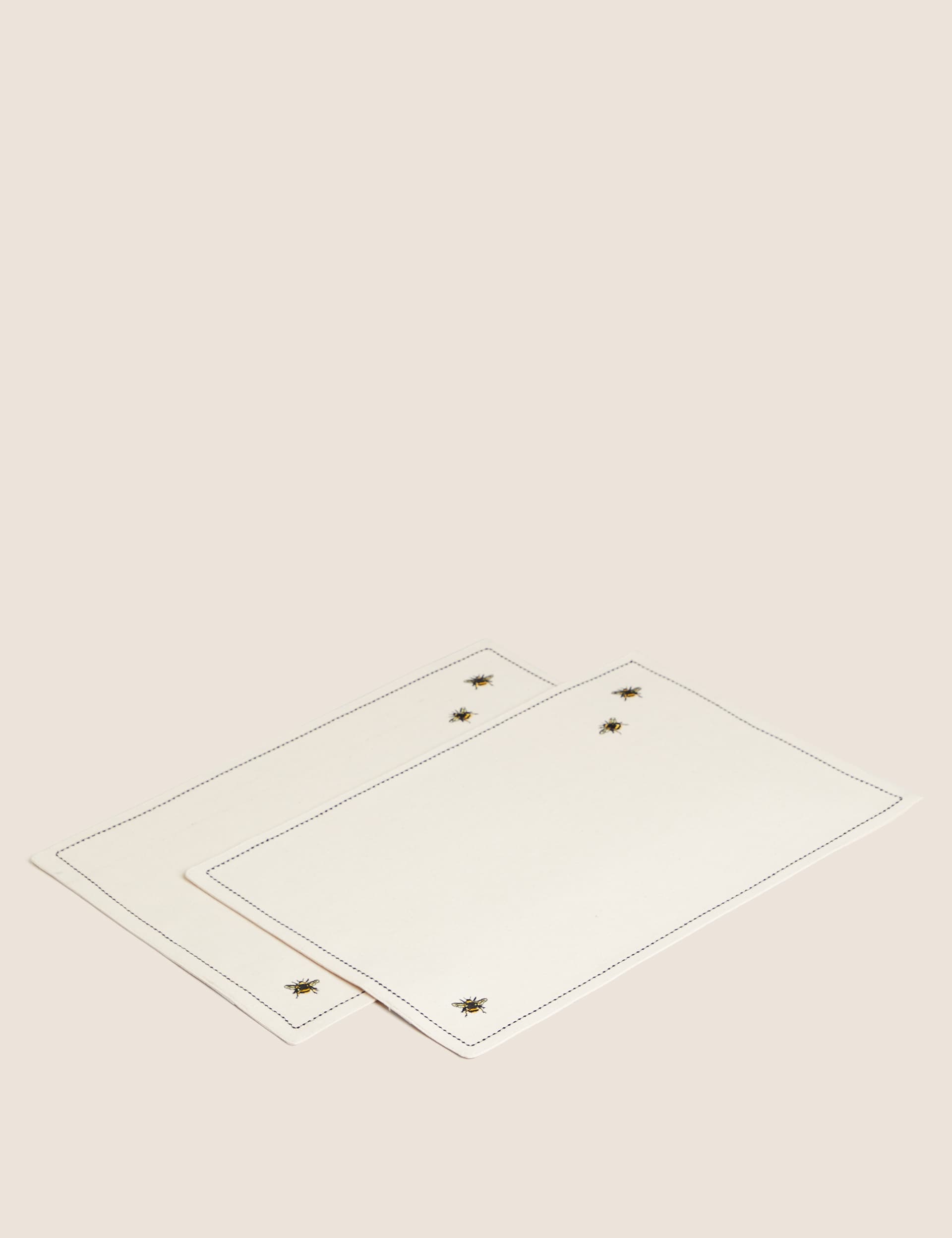 M&S Set of 2 Embroidered Bee Cotton Placemats