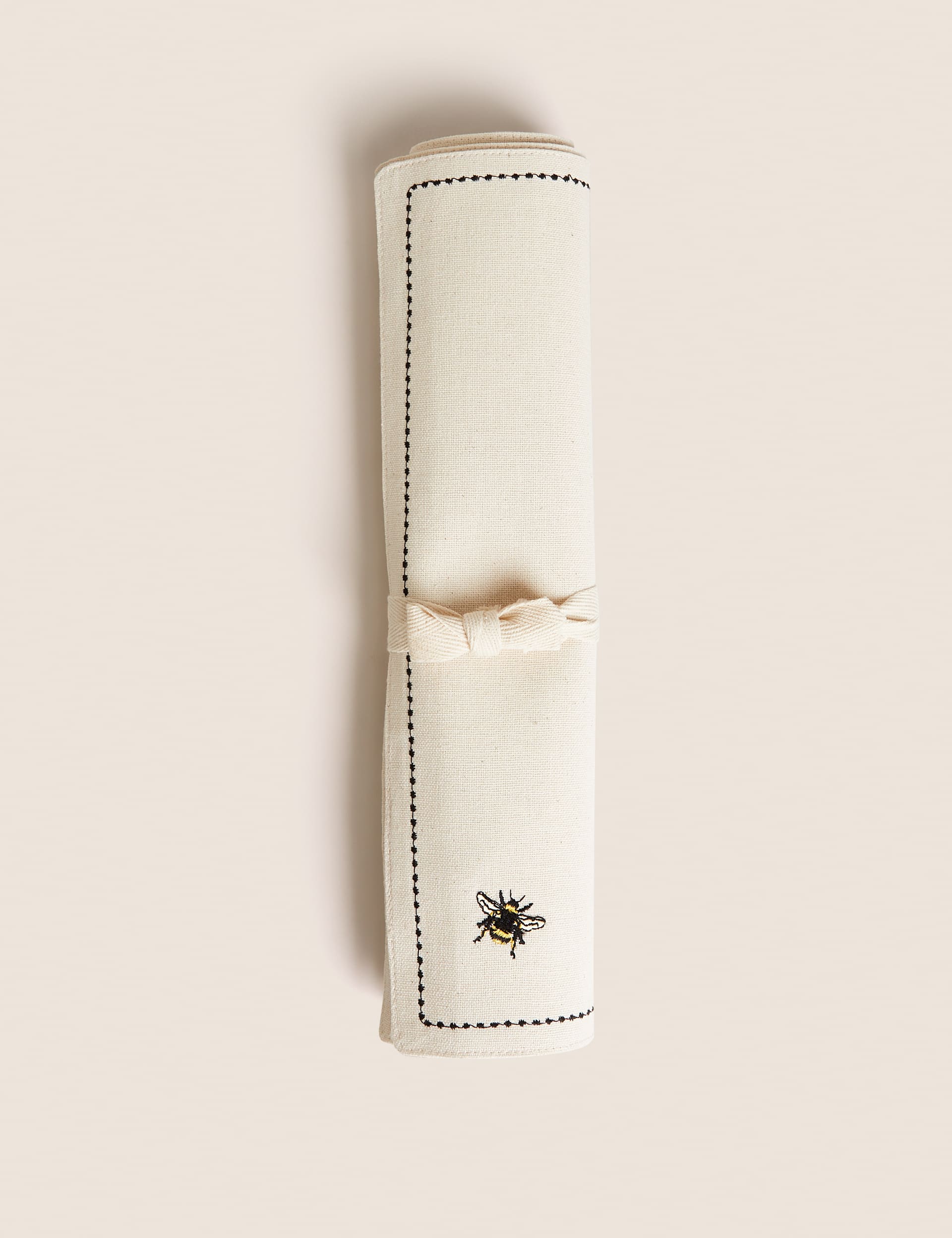 M&S Collection Set of 2 Embroidered Bee Cotton Placemats - Natural, Natural