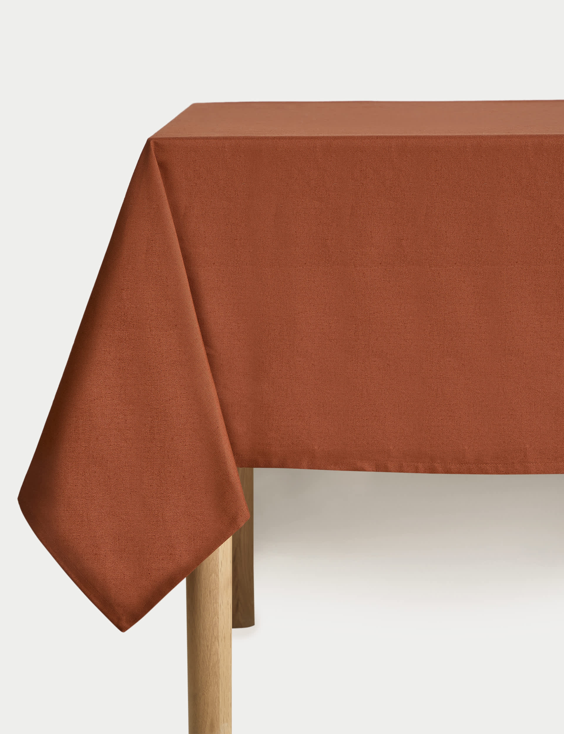 M&S Cotton with Linen Tablecloth - Burnt Orange, Grey,Natural,Burnt Orange,White Mix