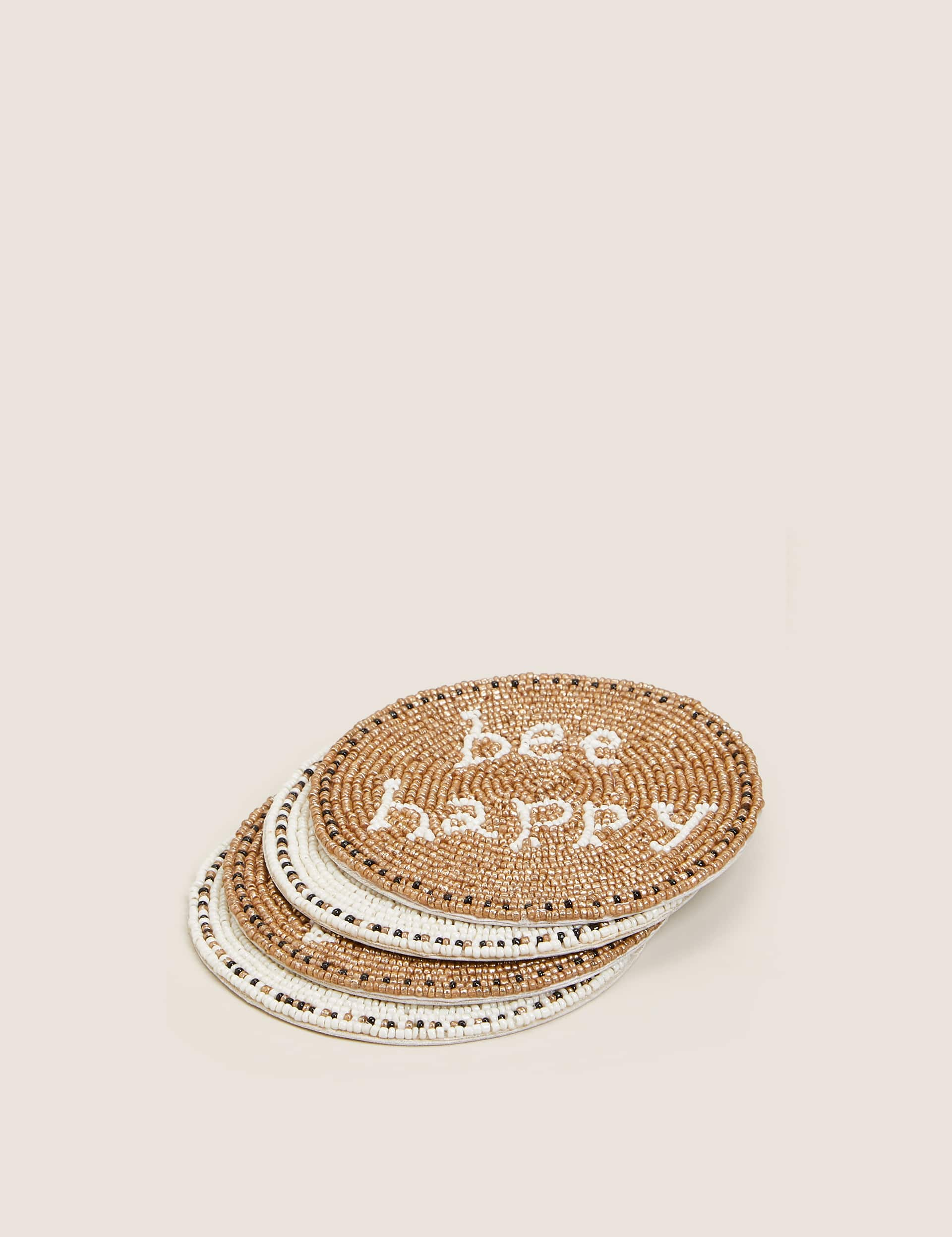 M&S Set of 4 Beaded Bee Coasters - Multi, Multi