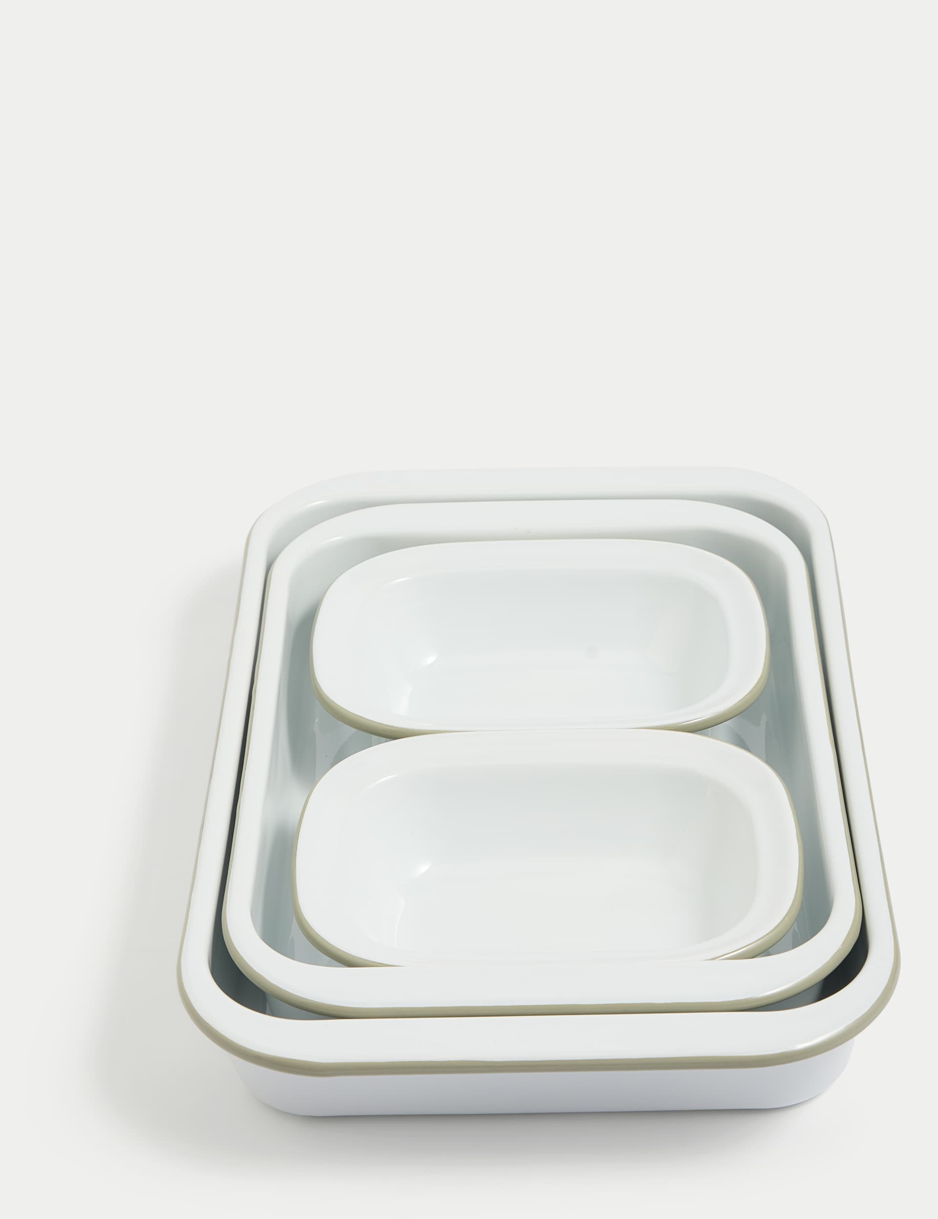 M&S 4 Piece Enamel Stacking Oven Trays - White Mix, White Mix