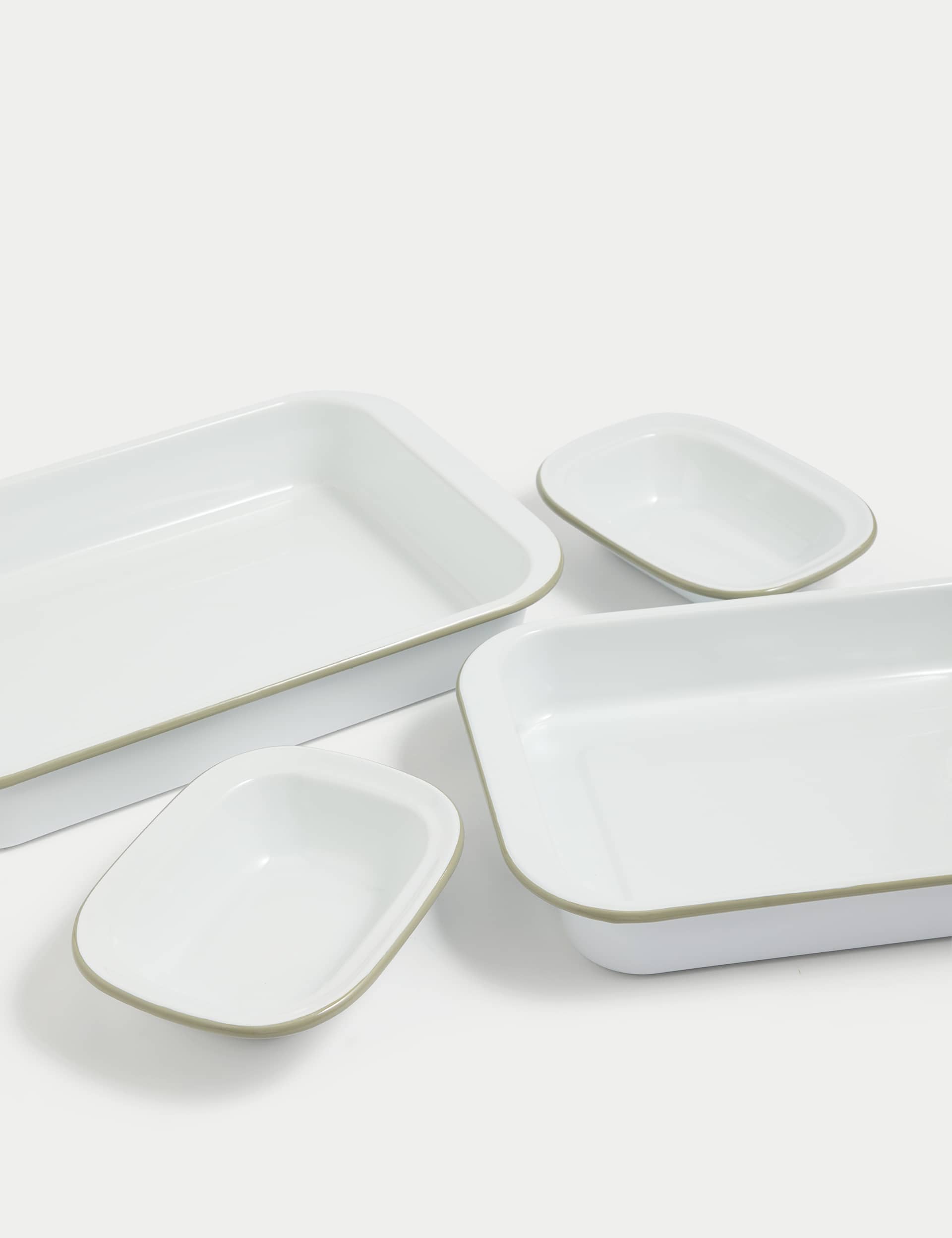 M&S Collection 4 Piece Enamel Stacking Oven Trays - White Mix, White Mix