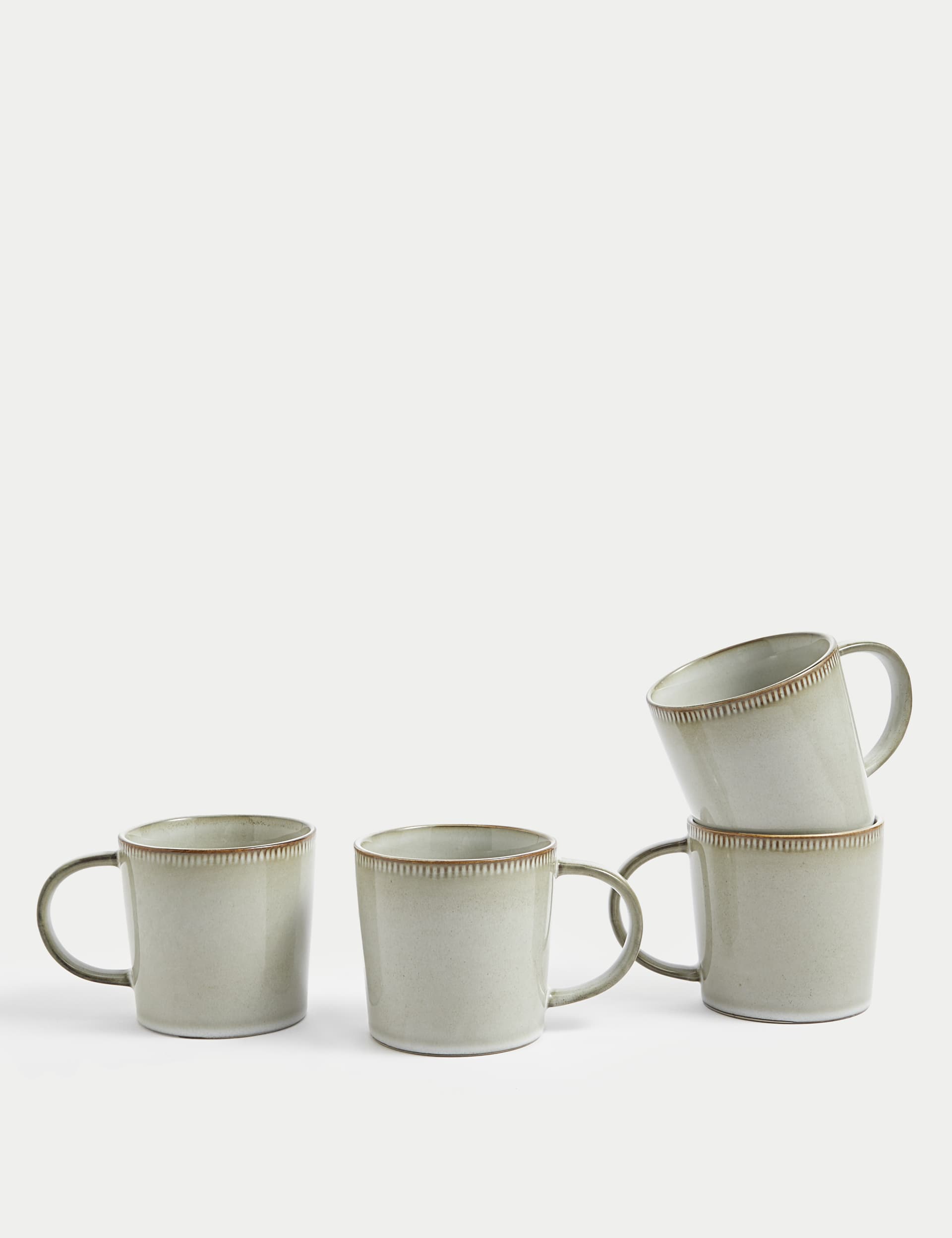 M&S X Fired Earth Set of 4 Stoneware Mugs - Natural, Natural