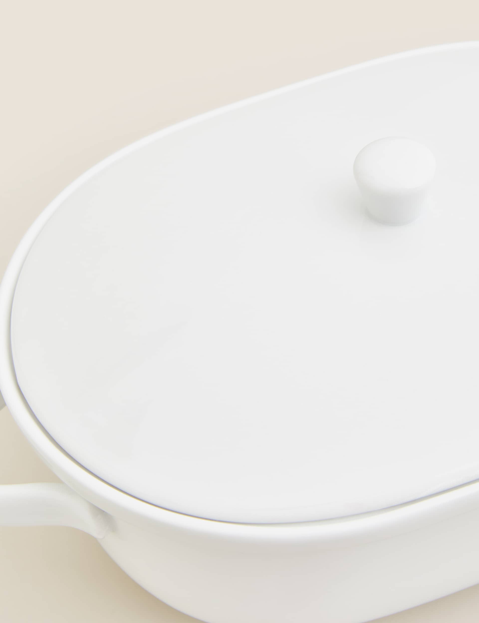 M&S Collection Ceramic Casserole Dish - White, White