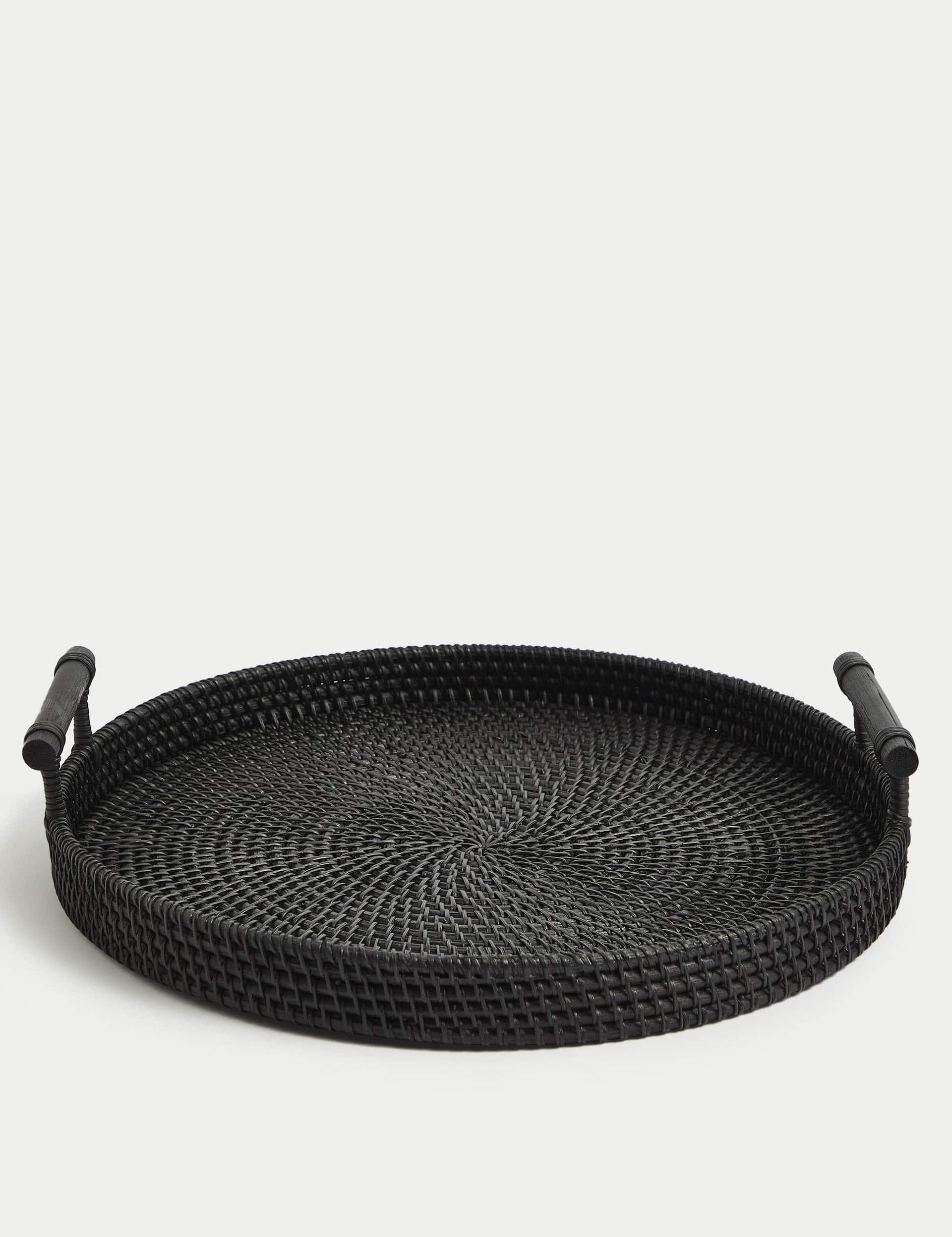 M&S Rattan Tray - Black, Black