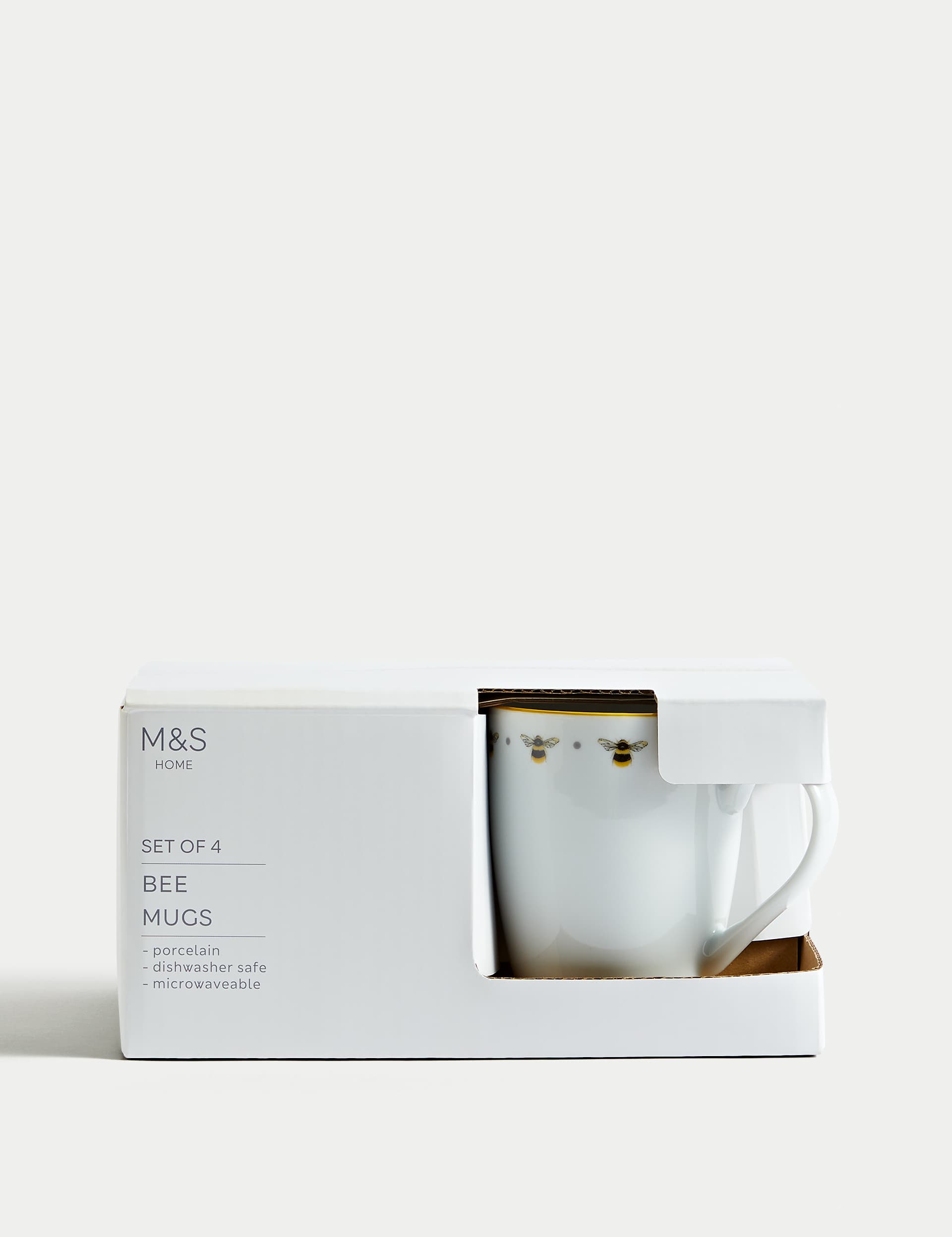 M&S Collection Set of 4 Bee Mugs - Yellow, Yellow