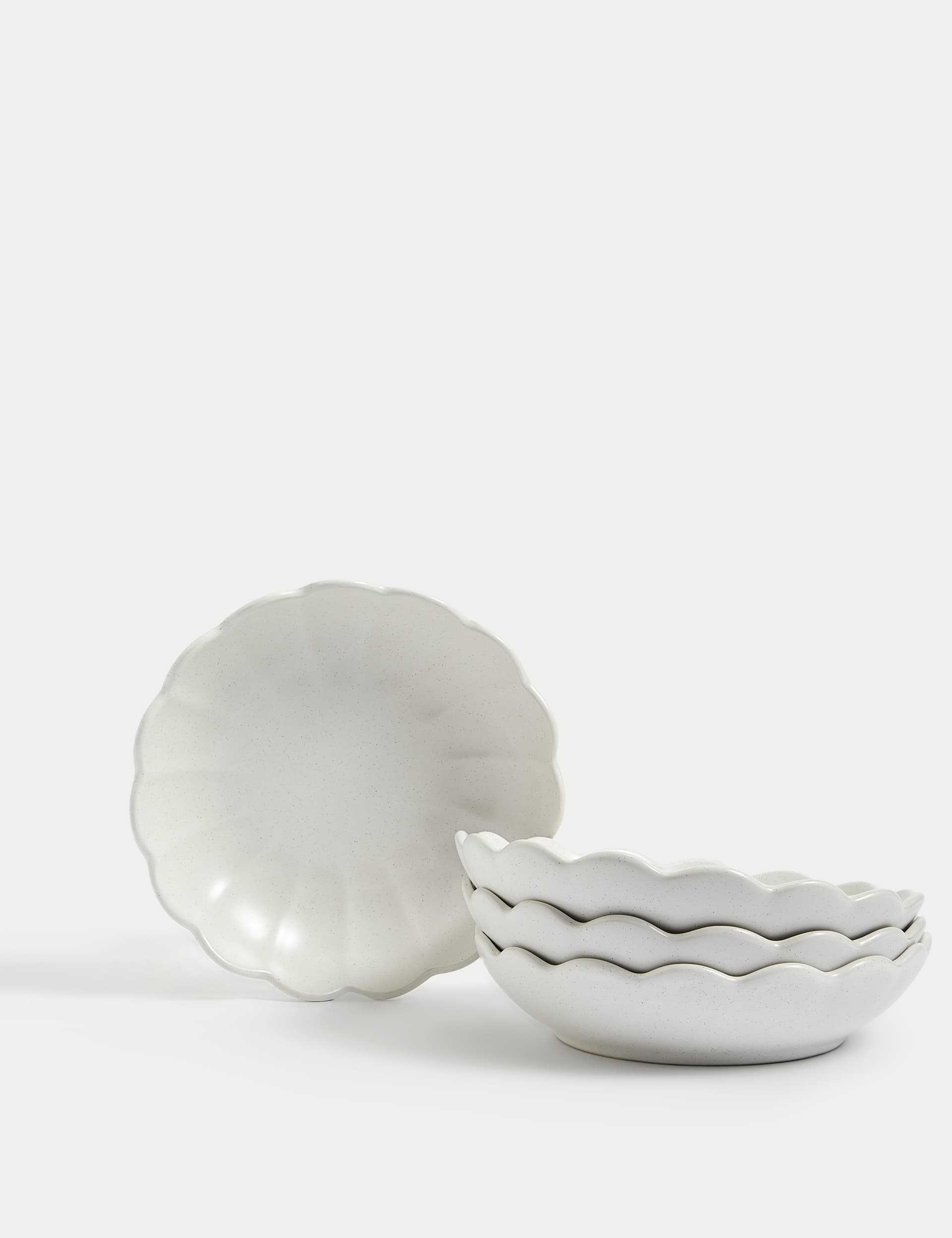 M&S Set of 4 Scalloped Pasta Bowls - Natural, Natural