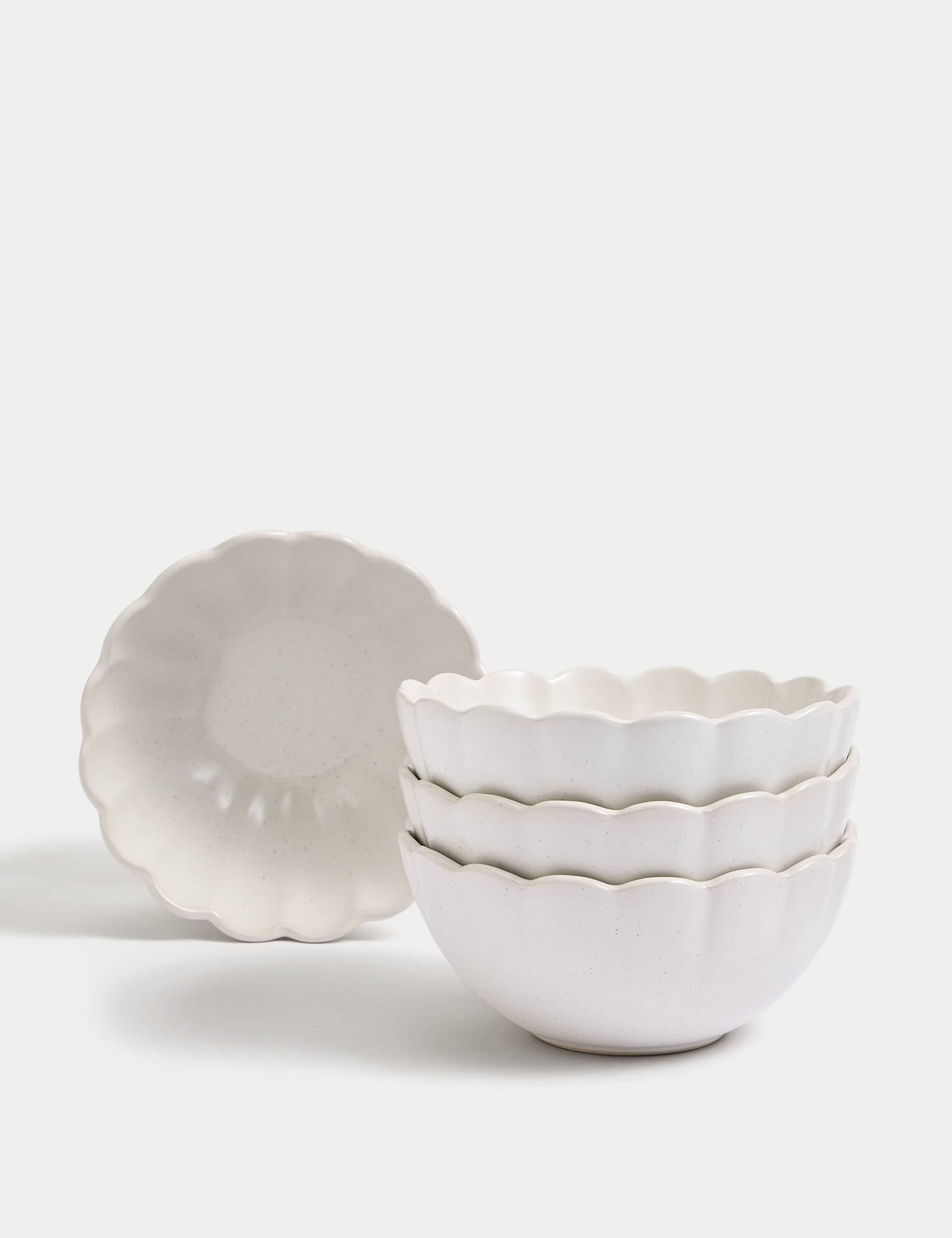 M&S Set of 4 Scallop Cereal Bowls - Natural, Natural