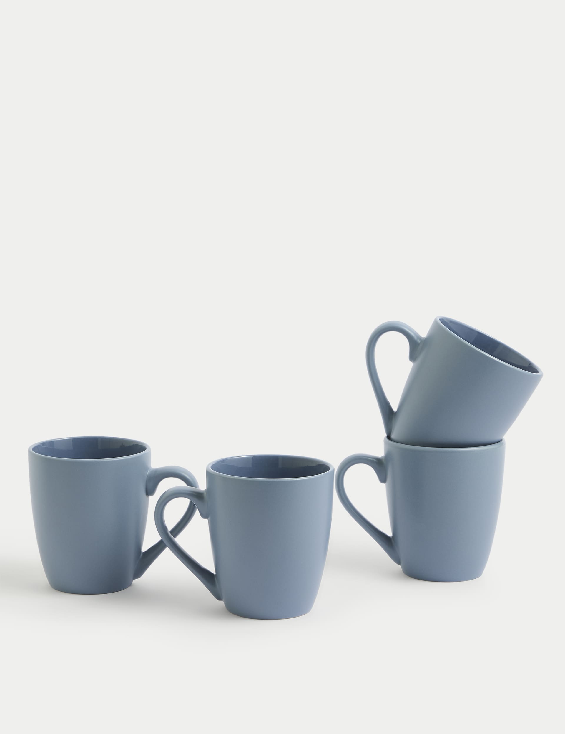 M&S Collection Set of 4 Everyday Stoneware Mugs - Bright Blue, Bright Blue,Sage,Natural