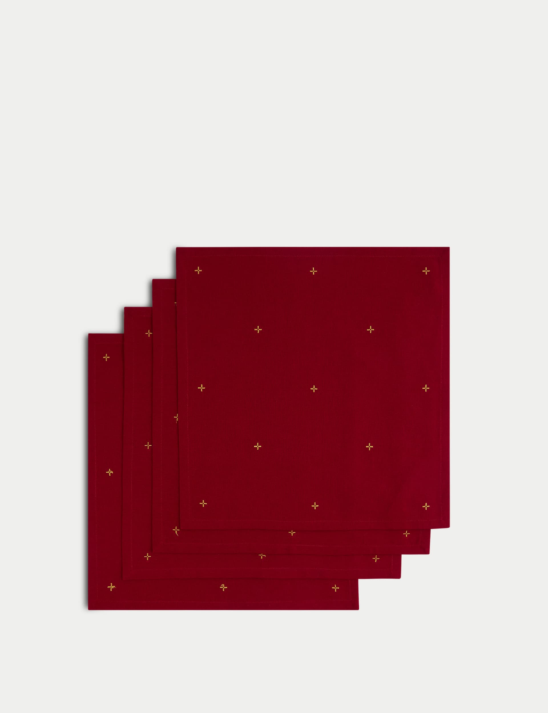 M&S Set of 4 Pure Cotton Embroidered Napkins