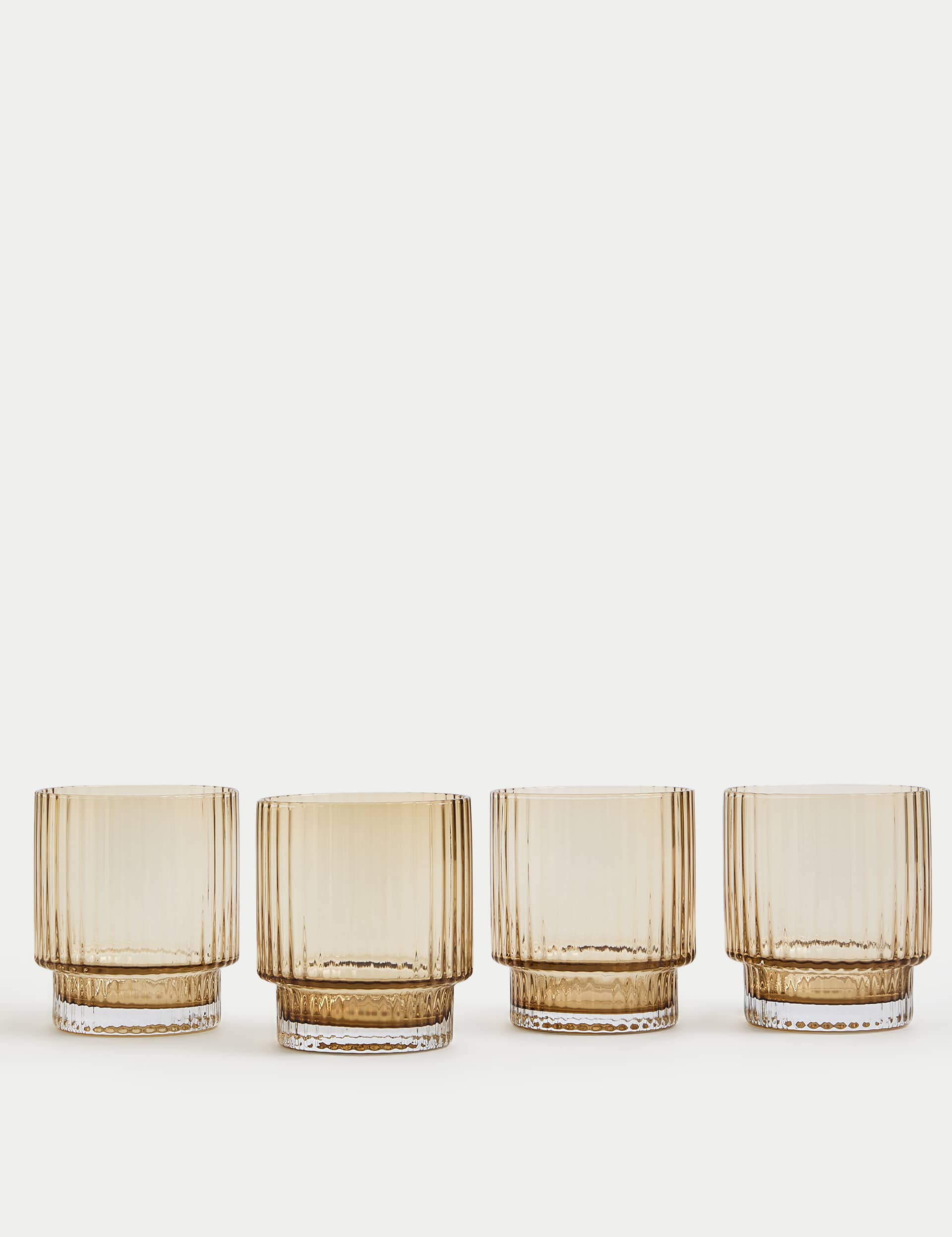 M&S Set of 4 Handmade Celine Tumblers - Amber, Amber,Grey