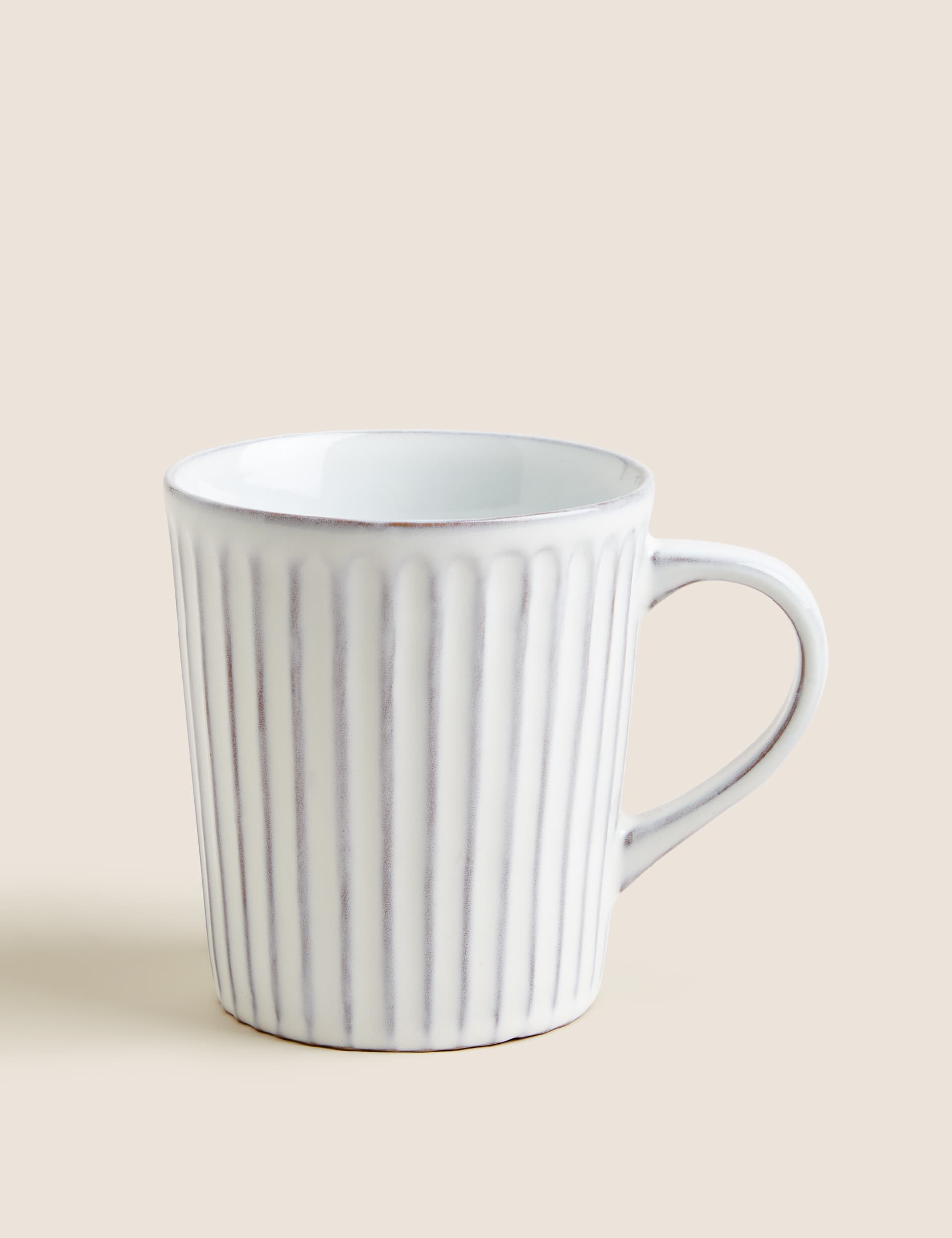 M&S Ribbed Reactive Glaze Mug - Light Grey, Charcoal,Light Grey,Green