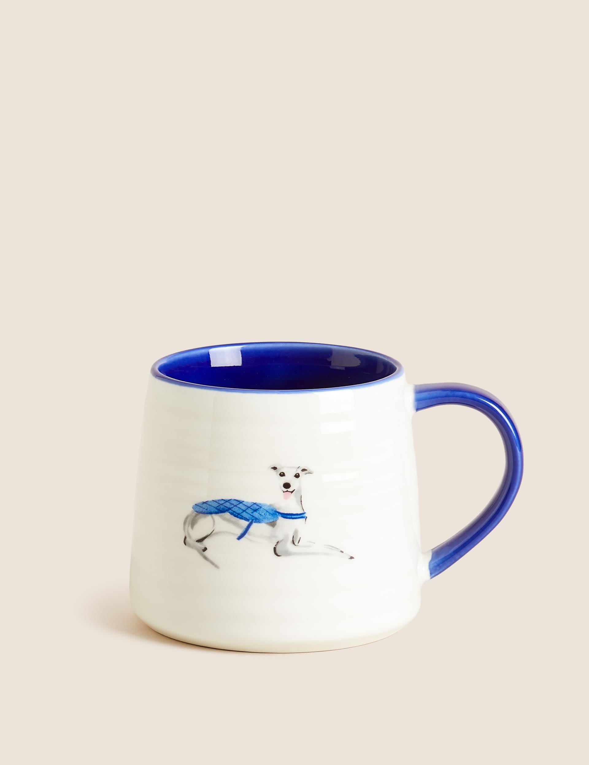 M&S Whippet Dog Mug - Dark Blue, Dark Blue