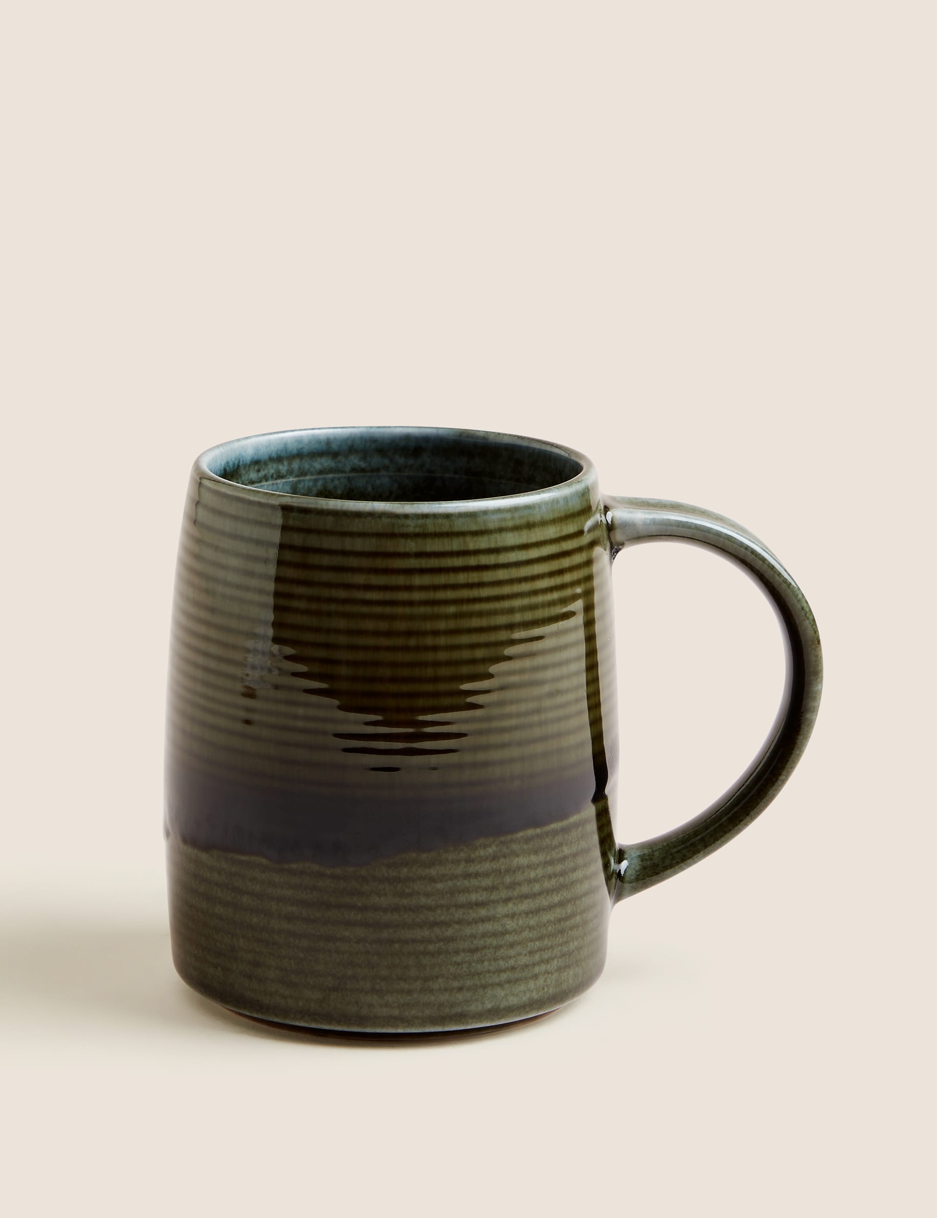 M&S Reactive Glaze Tankard Mug - Green, Green