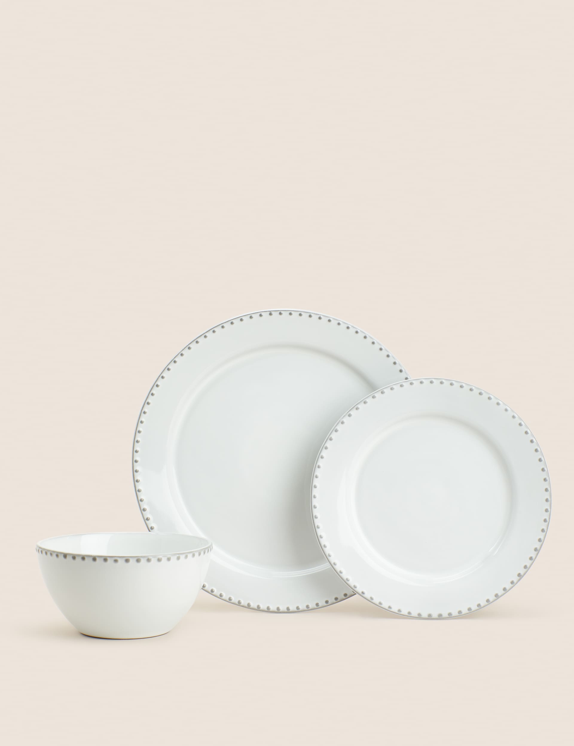 M&S 12 Piece Mia Dinner Set - Grey, Grey