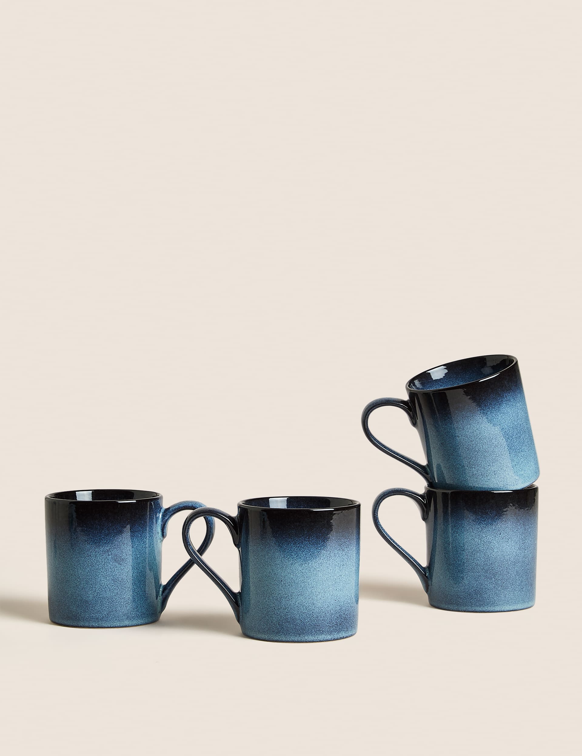 M&S Set of 4 Amberley Reactive Mugs - Navy, Navy