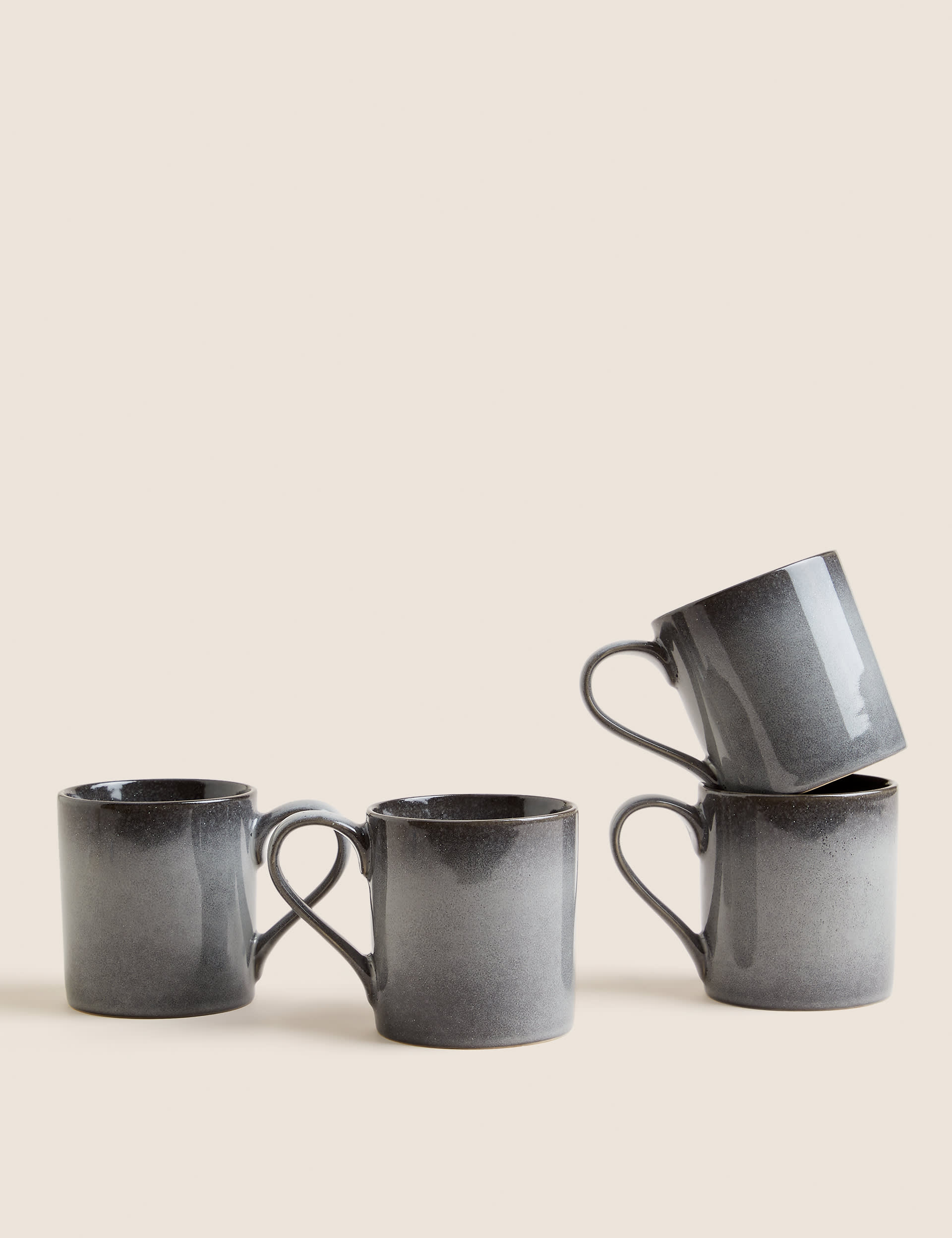 M&S Set of 4 Amberley Reactive Mugs - Grey, Grey,Navy