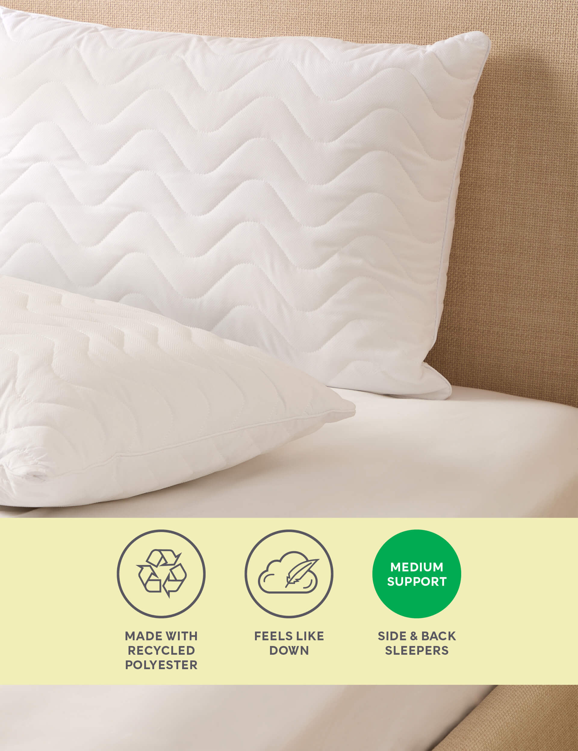 M&S 2pk Soft As Down Medium Pillows