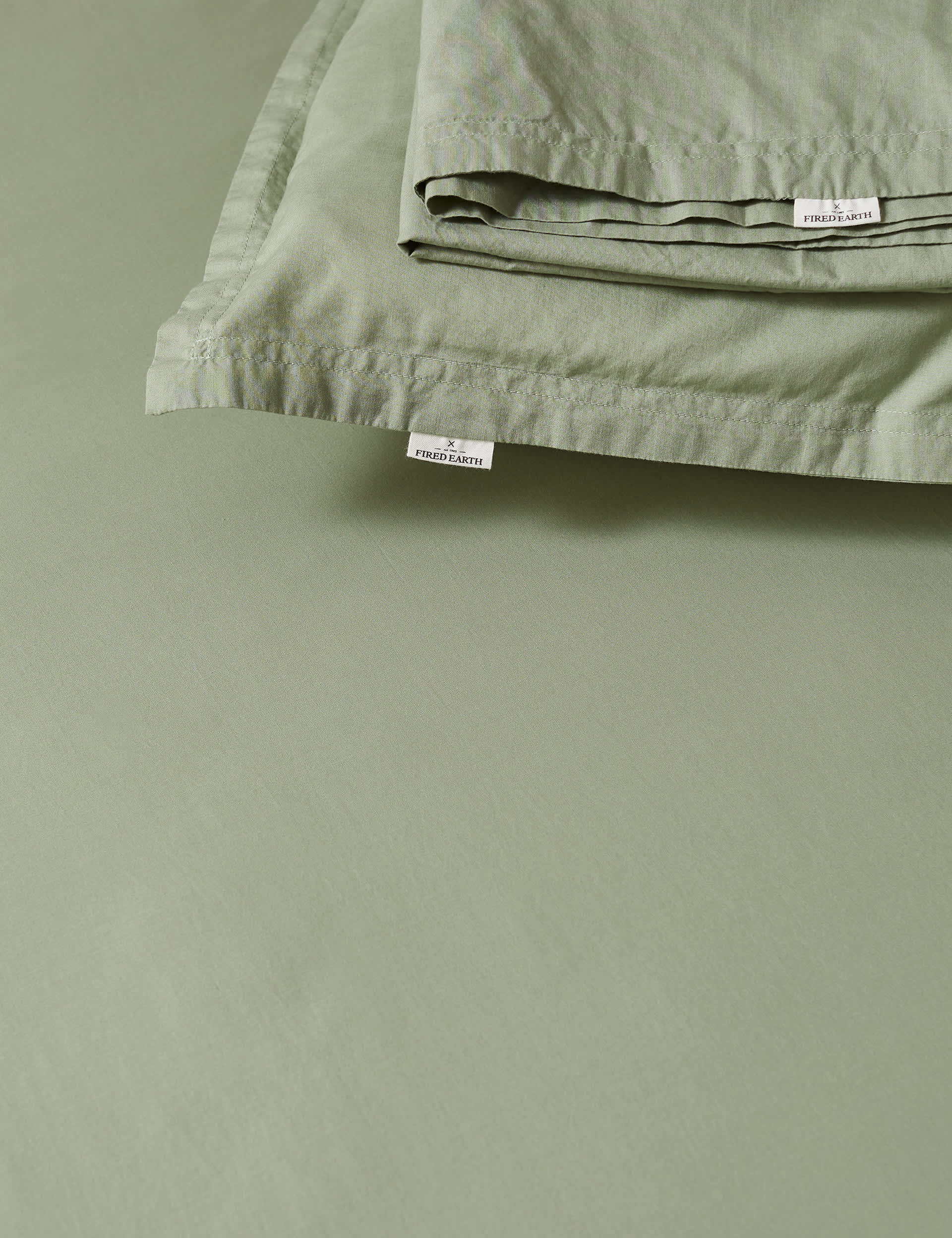 M&S X Fired Earth Washed Cotton Deep Fitted Sheet - 5FT - Weald Green, Dusty Cedar,Garden Folly,Dove