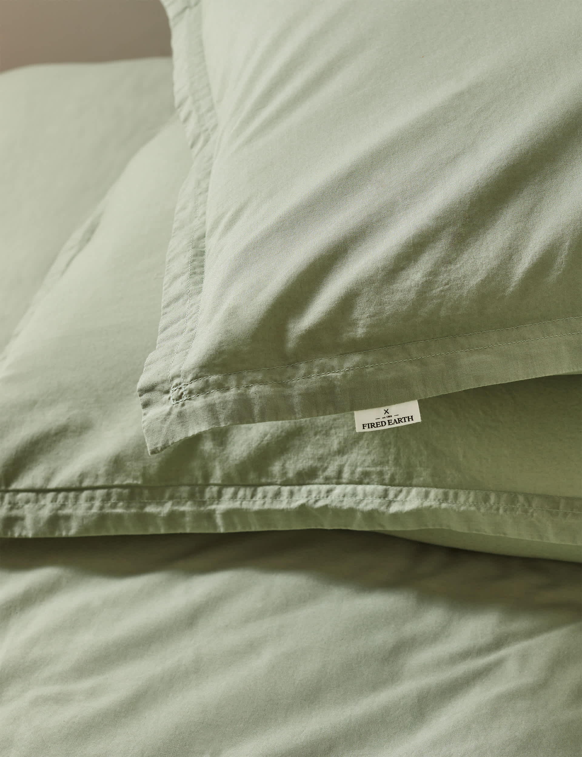 M&S X Fired Earth 2pk Washed Cotton Square Pillowcases - Weald Green, Malm,Weald Green