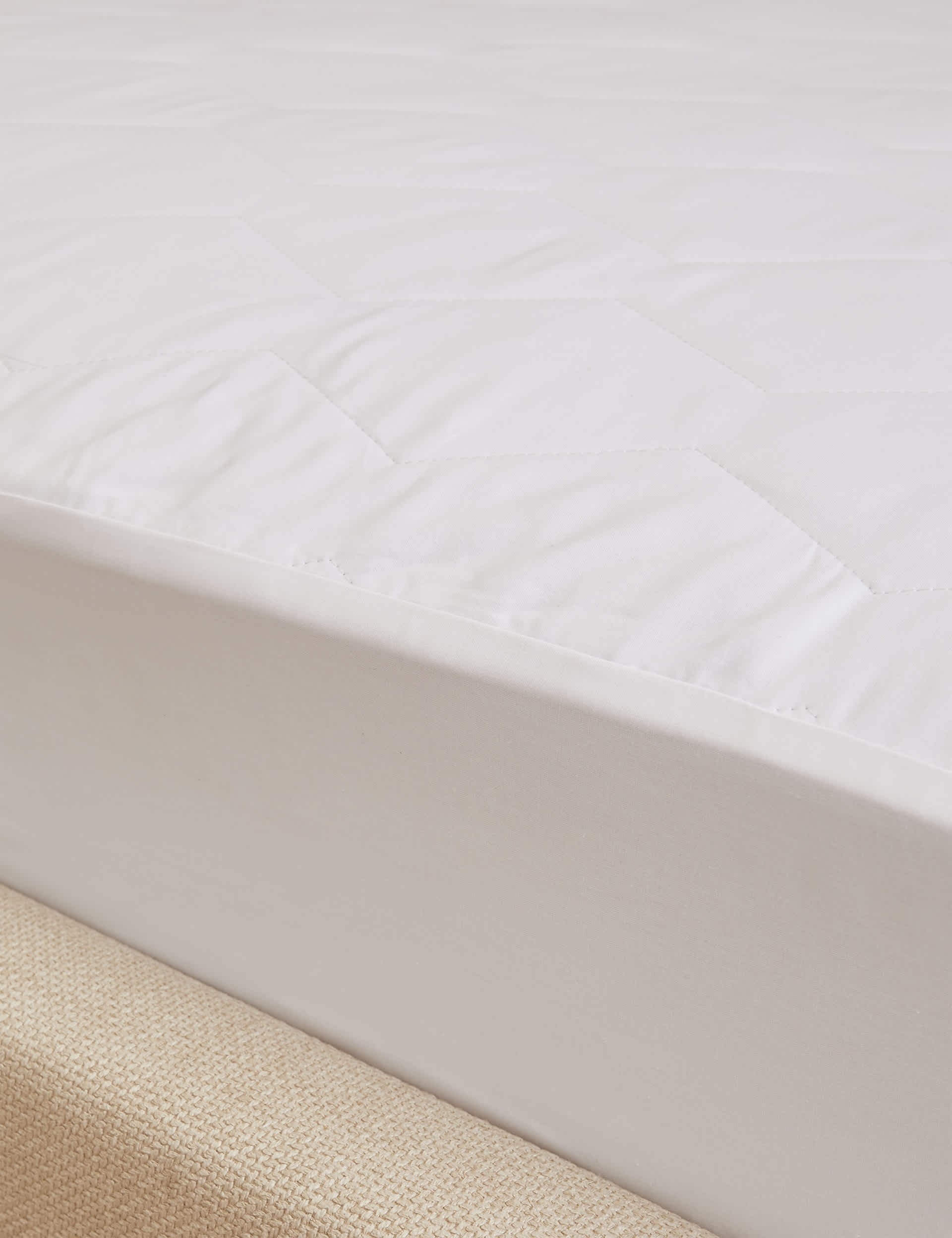 M&S Collection Pure Cotton Mattress Protector - SGL - White, White