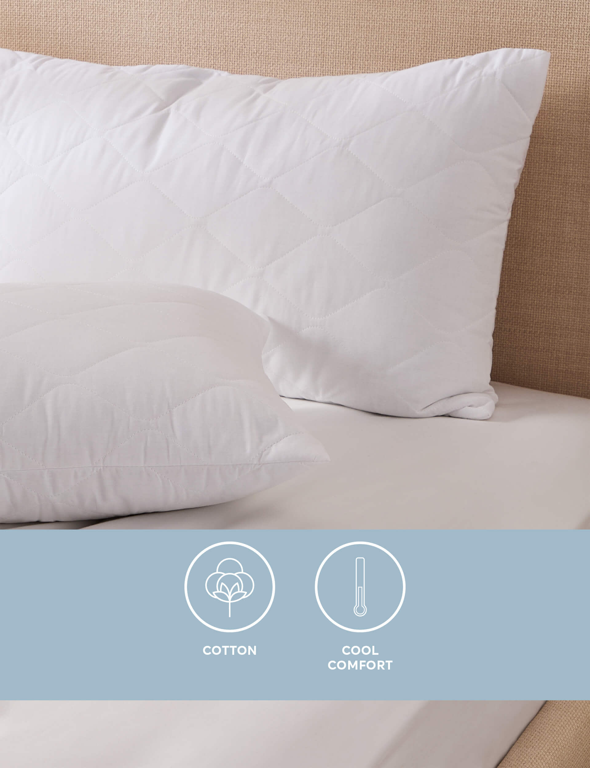 M&S 2pk Comfortably Cool Pillow Protectors - White, White