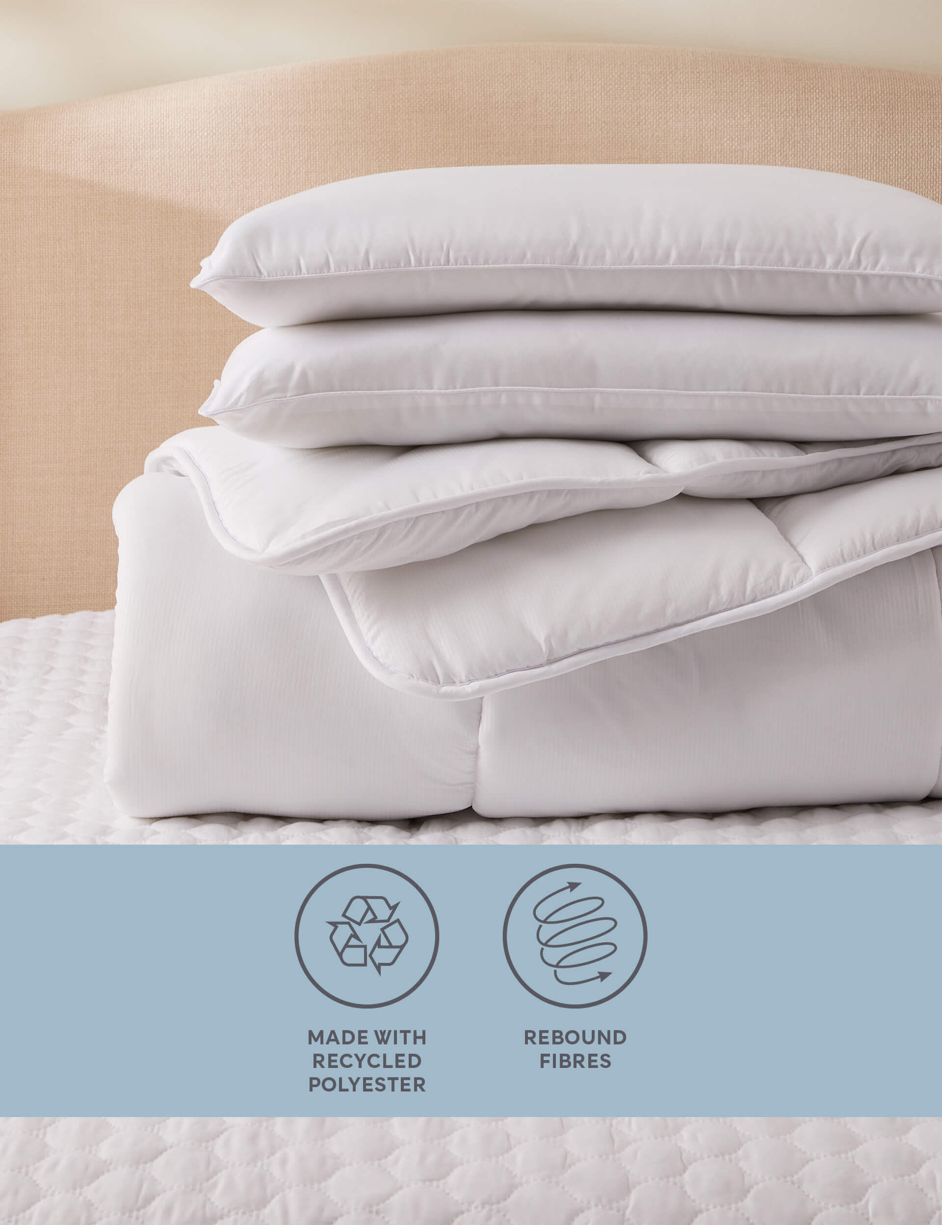 M&S Everyday Bundle Duvet, Pillows & Protector Pack - DBL - White, White