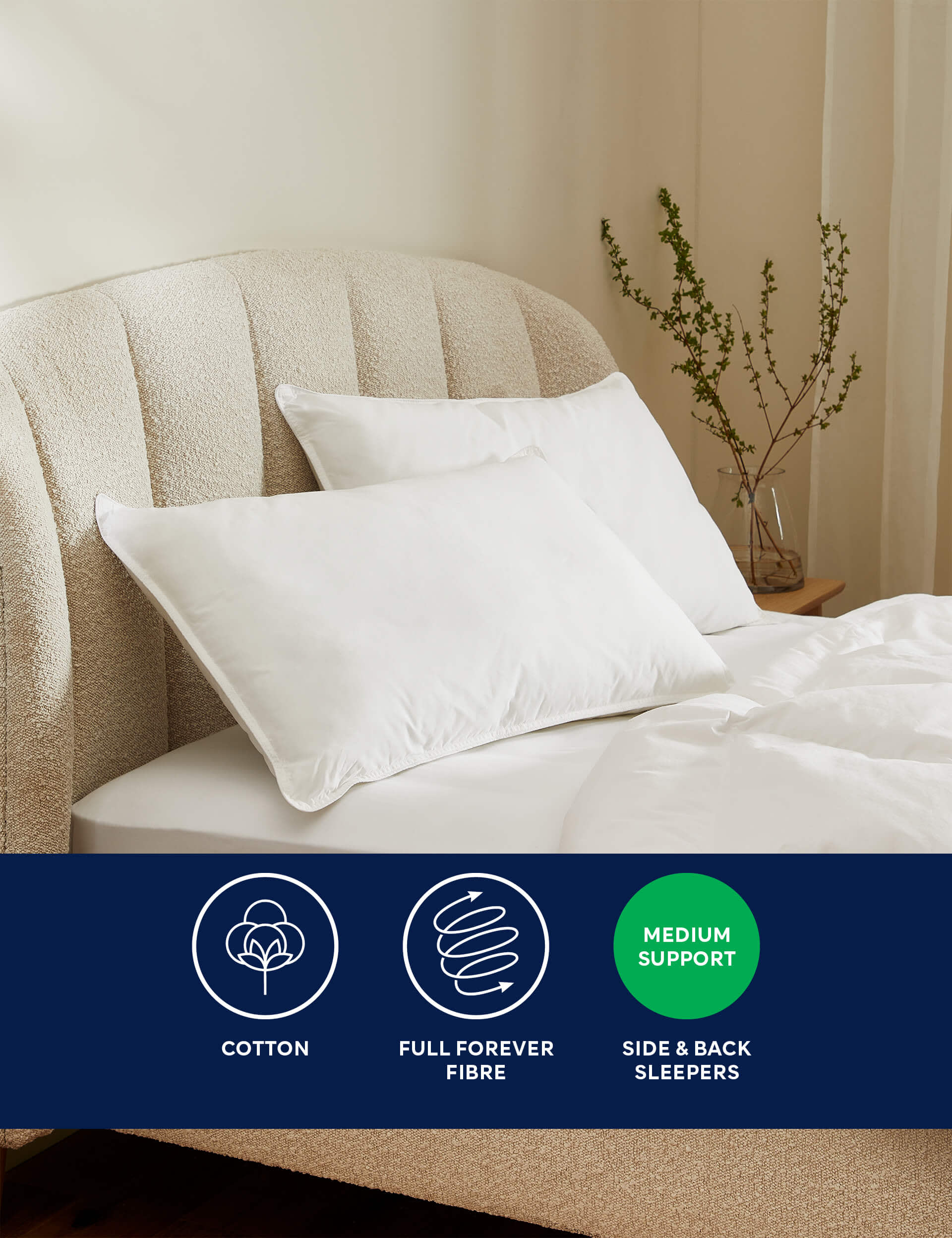 M&S 2pk Ultimate Comfort Cotton Medium Pillows