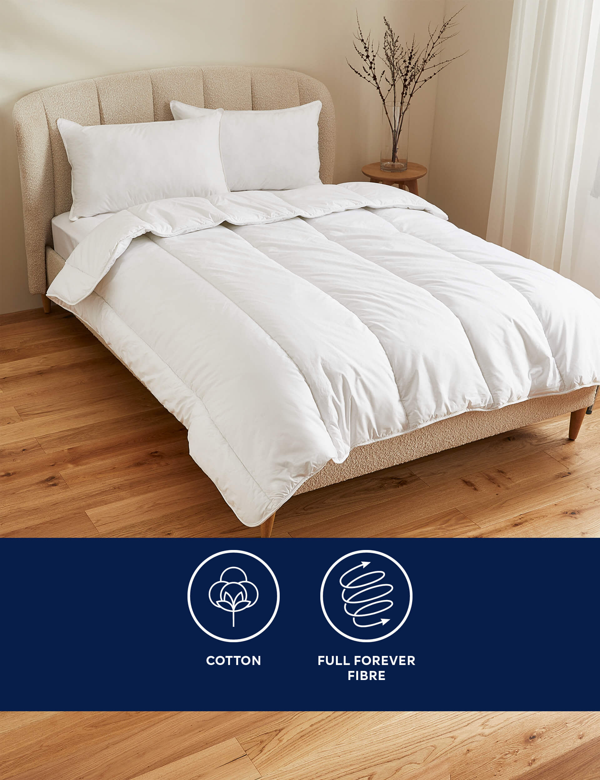 M&S Ultimate Comfort Pure Cotton 13.5 Tog Duvet - DBL - White, White