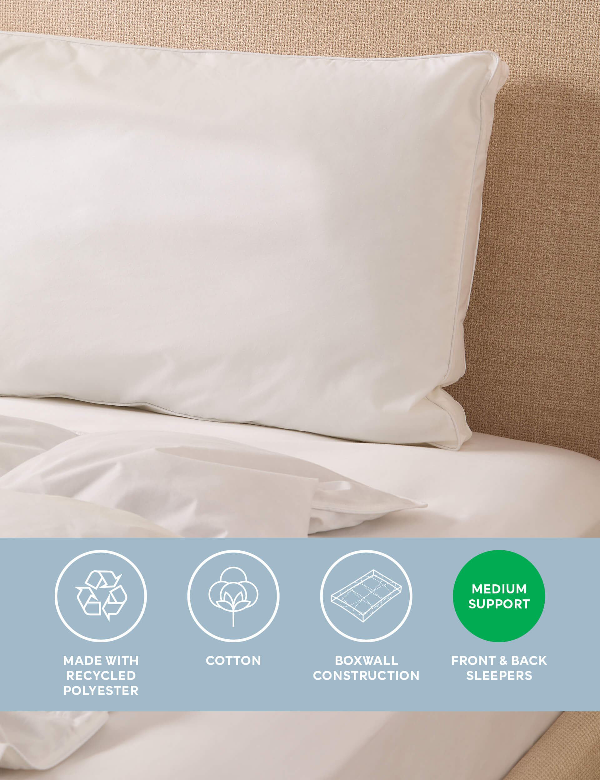 Sleep Solutions Back Sleeper Walled Pillow - White, White