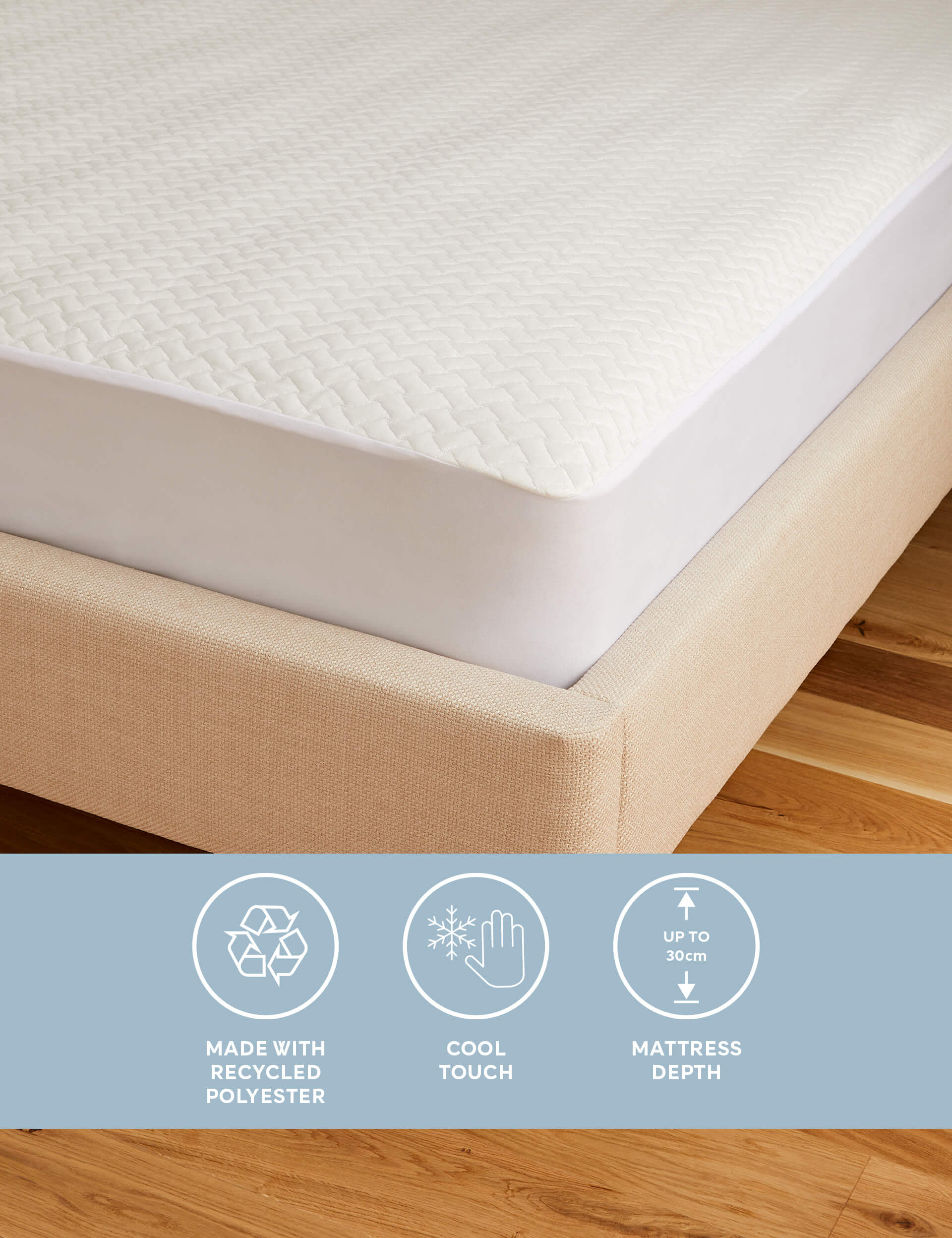 Sleep Solutions Ultra Cool Mattress Protector - DBL - White, White