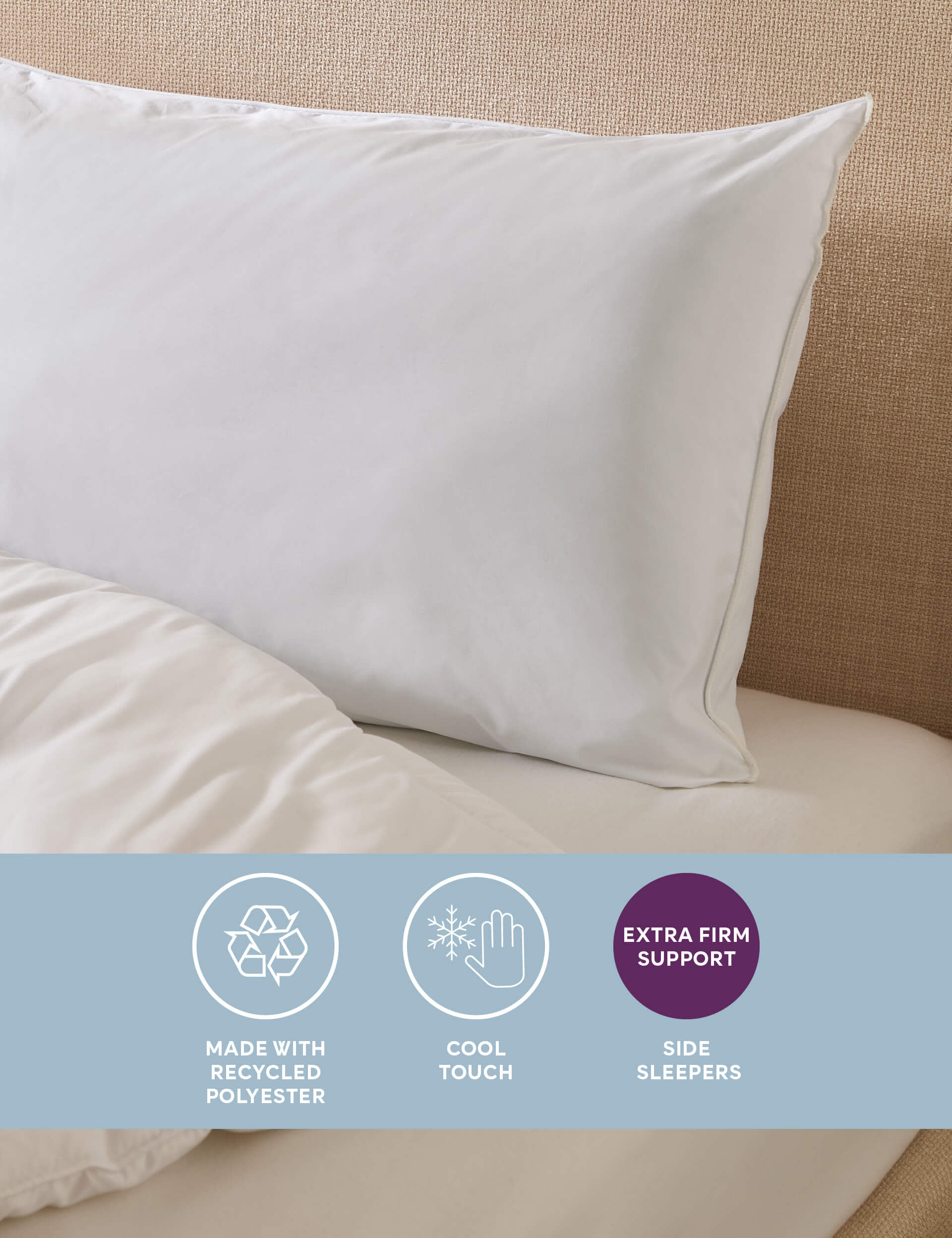 Sleep Solutions Pure Cotton Super Support Pillow - White, White