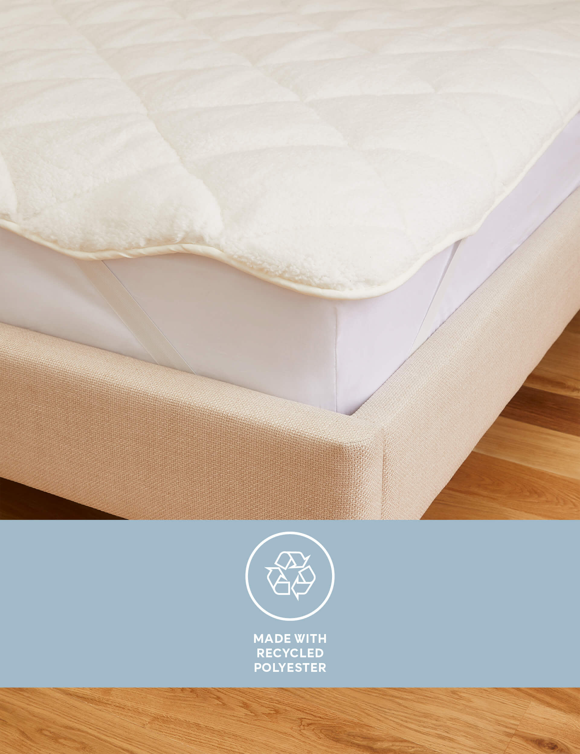 Sleep Solutions Teddy Fleece Mattress Topper - SGL - White, White