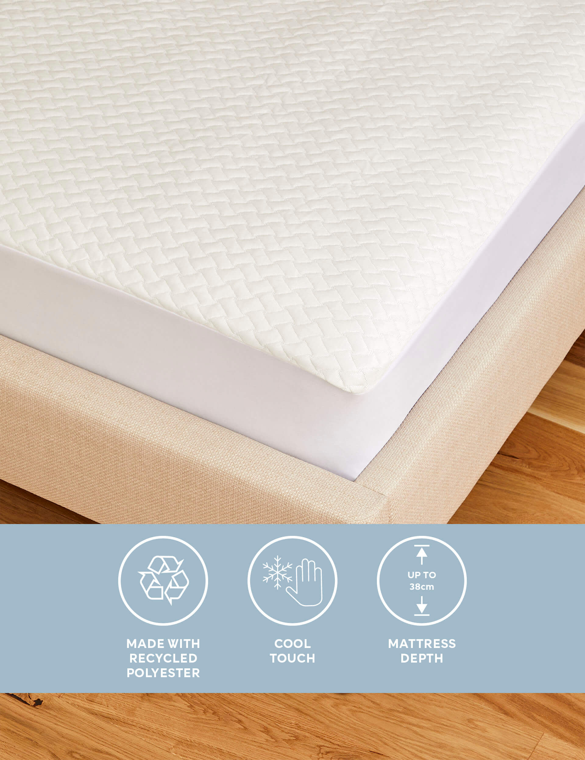 Sleep Solutions Ultra Cool Extra Deep Mattress Protector - DBL - White, White