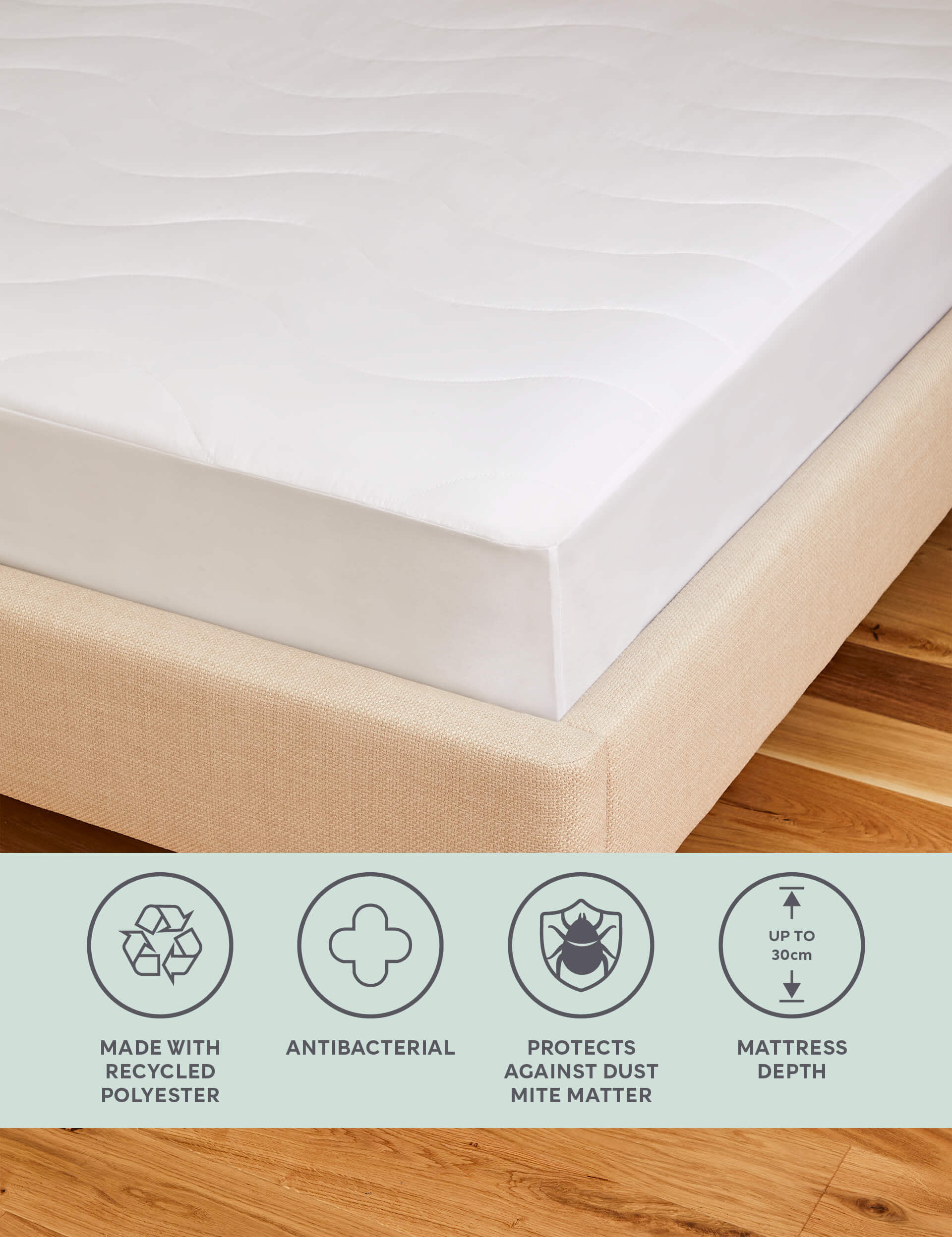 M&S Anti Allergy Plus Mattress Protector - 6FT - White, White