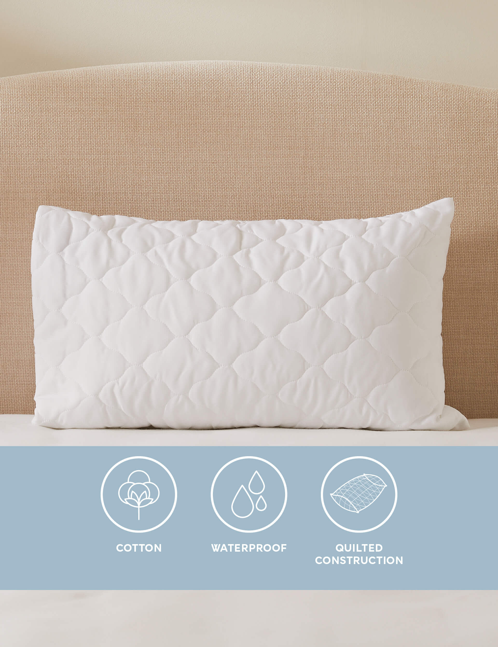 Sleep Solutions 2pk Quilted Waterproof Pillow Protectors