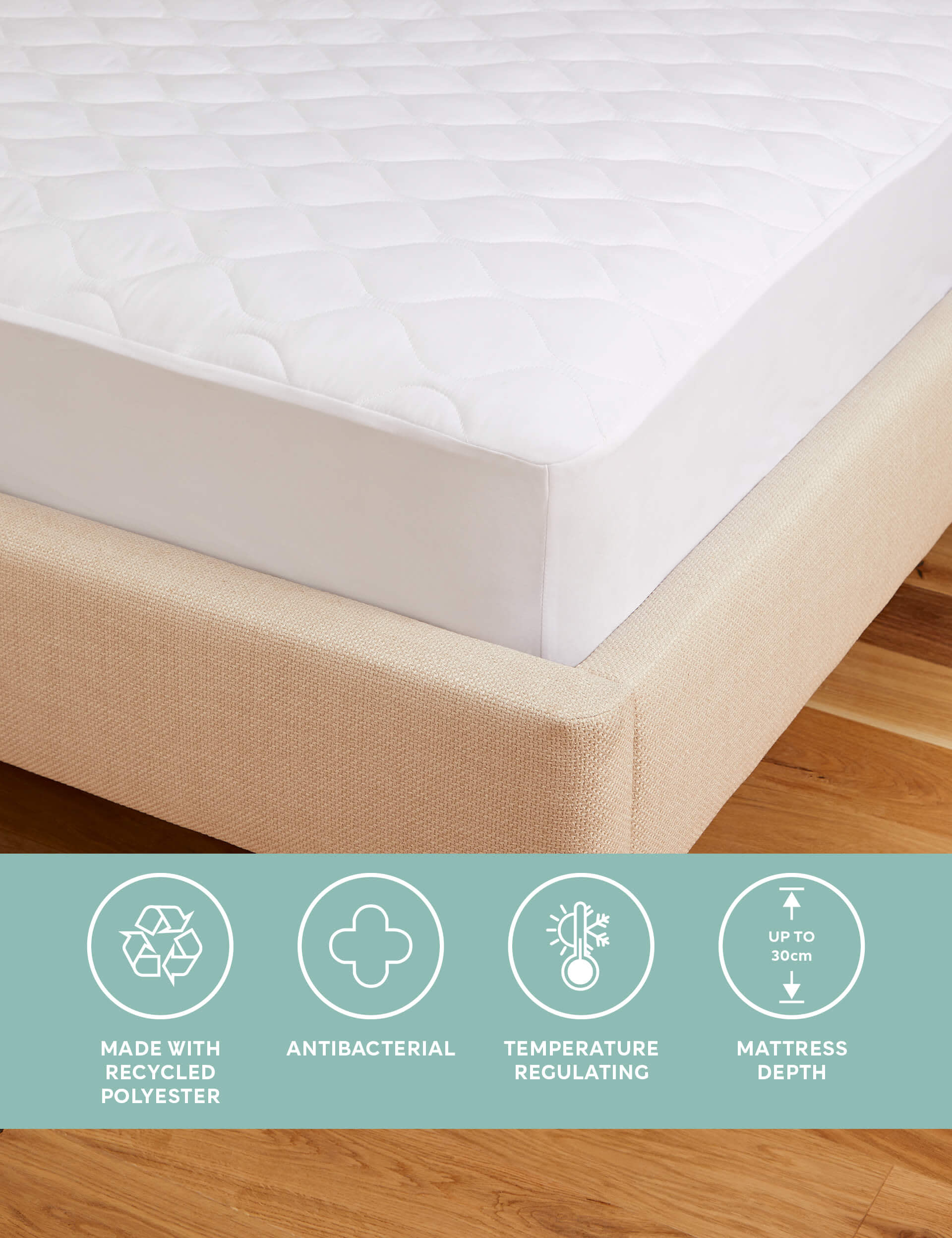 M&S Fresh & Cool Mattress Protector - 6FT - White, White