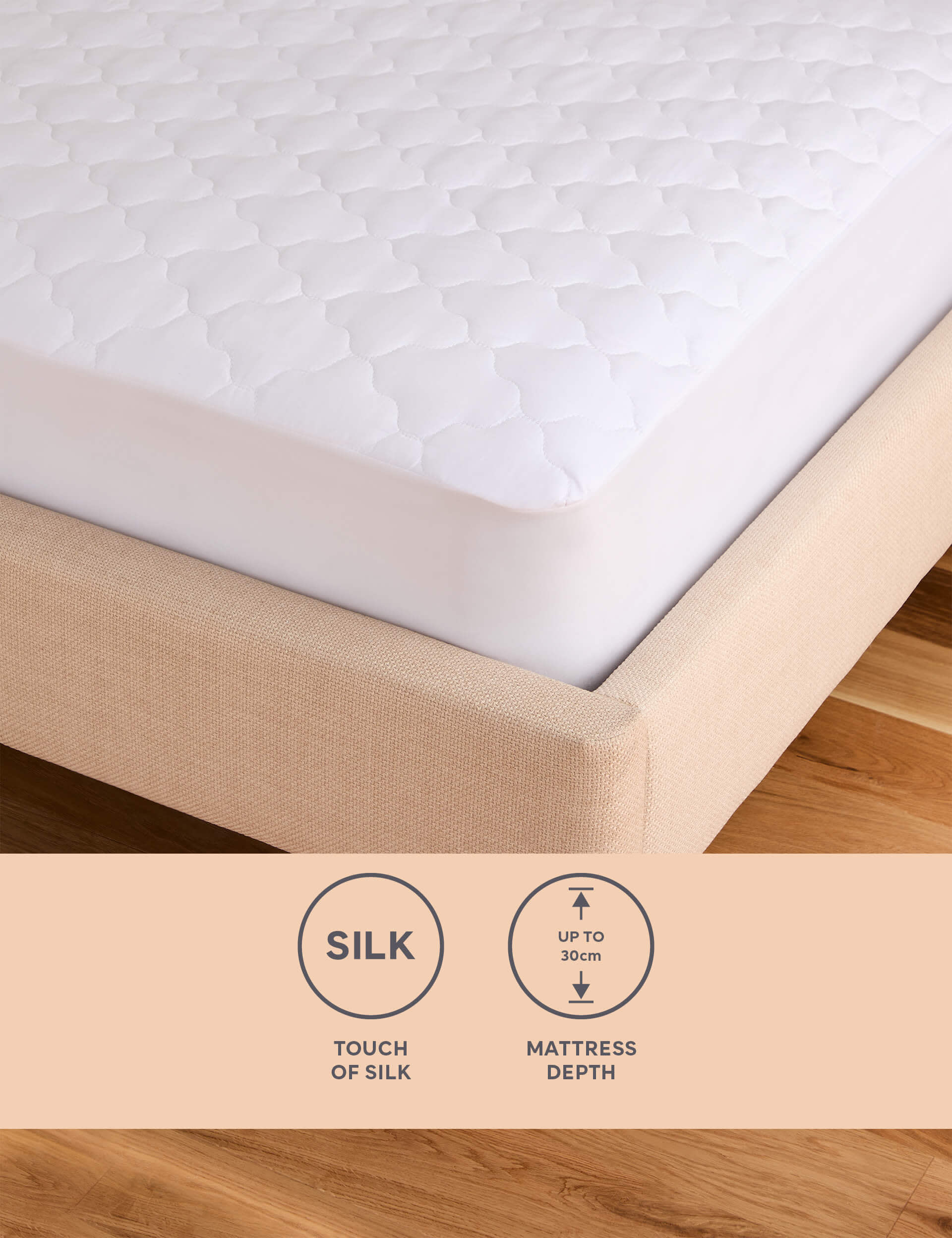 M&S Touch of Silk Mattress Protector - SGL - White, White