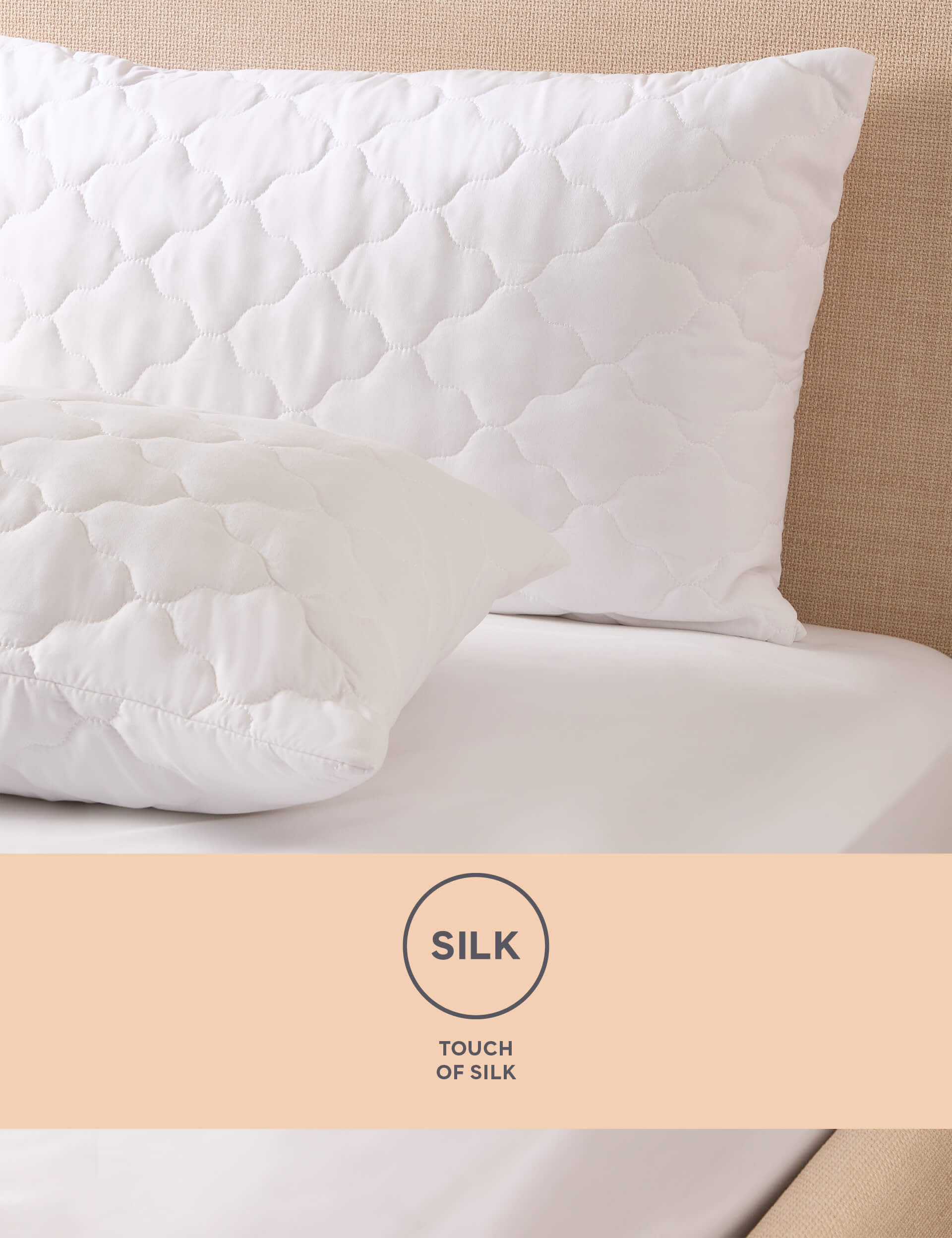 M&S 2pk Touch of Silk Pillow Protectors - White, White