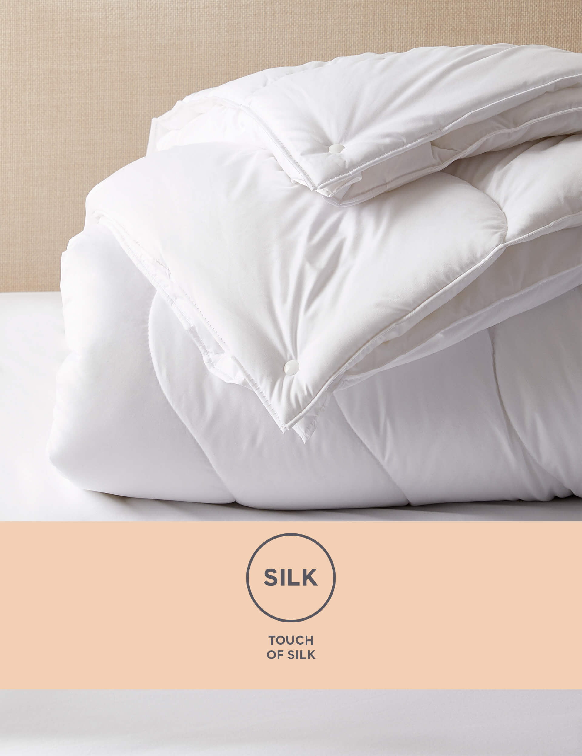 M&S Touch of Silk 13.5 Tog All Season Duvet - SGL - White, White