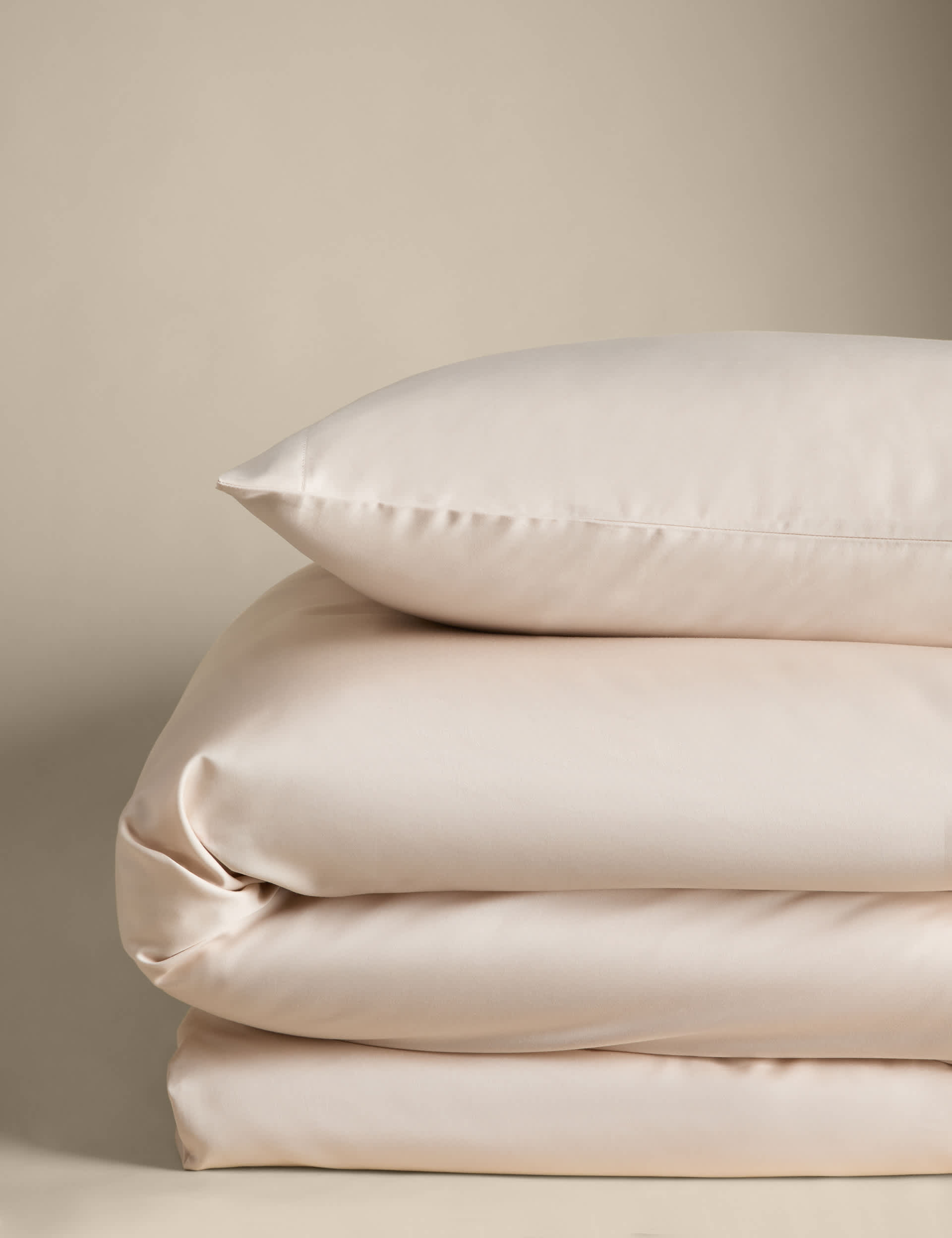 M&S Collection Pure Cotton Sateen 400 Thread Count Bedding Set - SGL - Neutral, Honey,Neutral