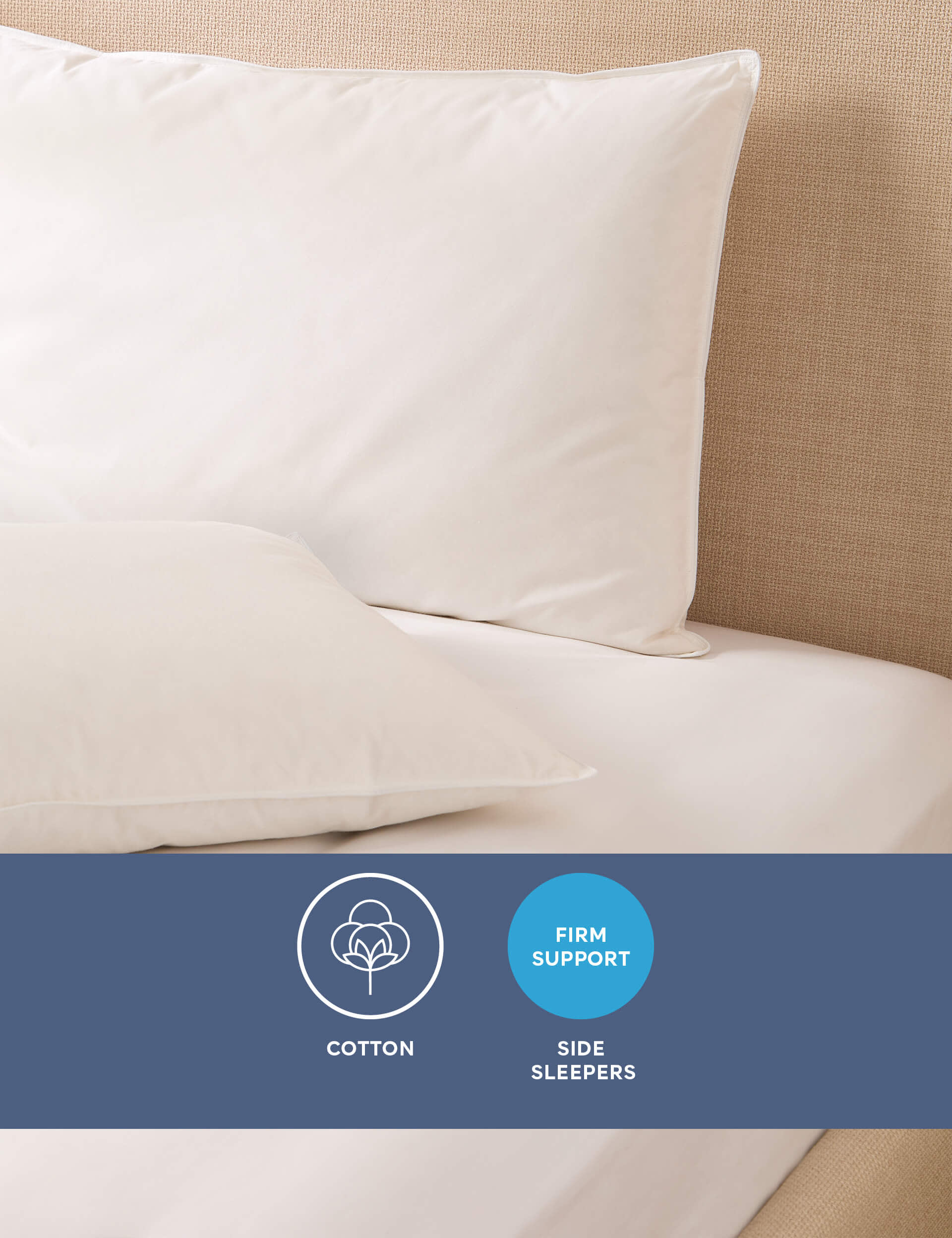 M&S 2pk Hotel Soft Cotton Firm Pillows